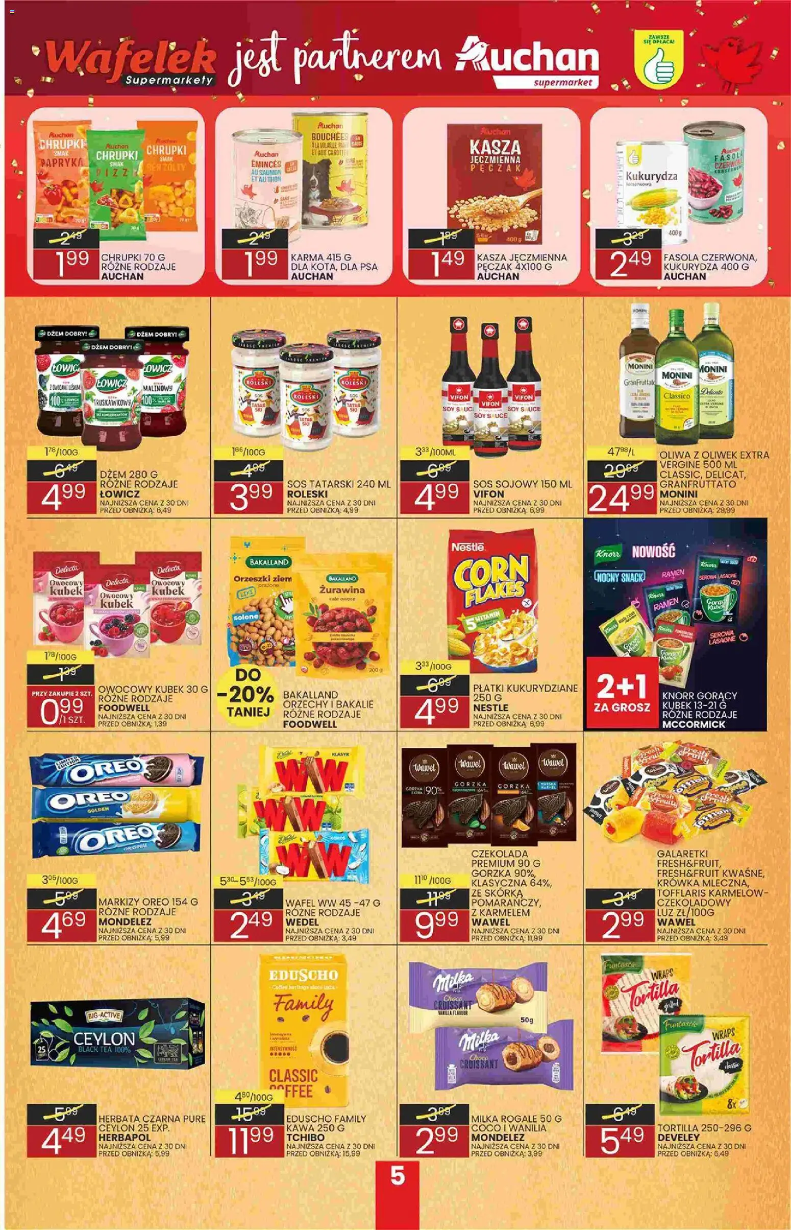 Wafelek gazetka od 02.11.2026 | Strona: 5 | Produkty: Galaretki, Kawa, Karma, Sos