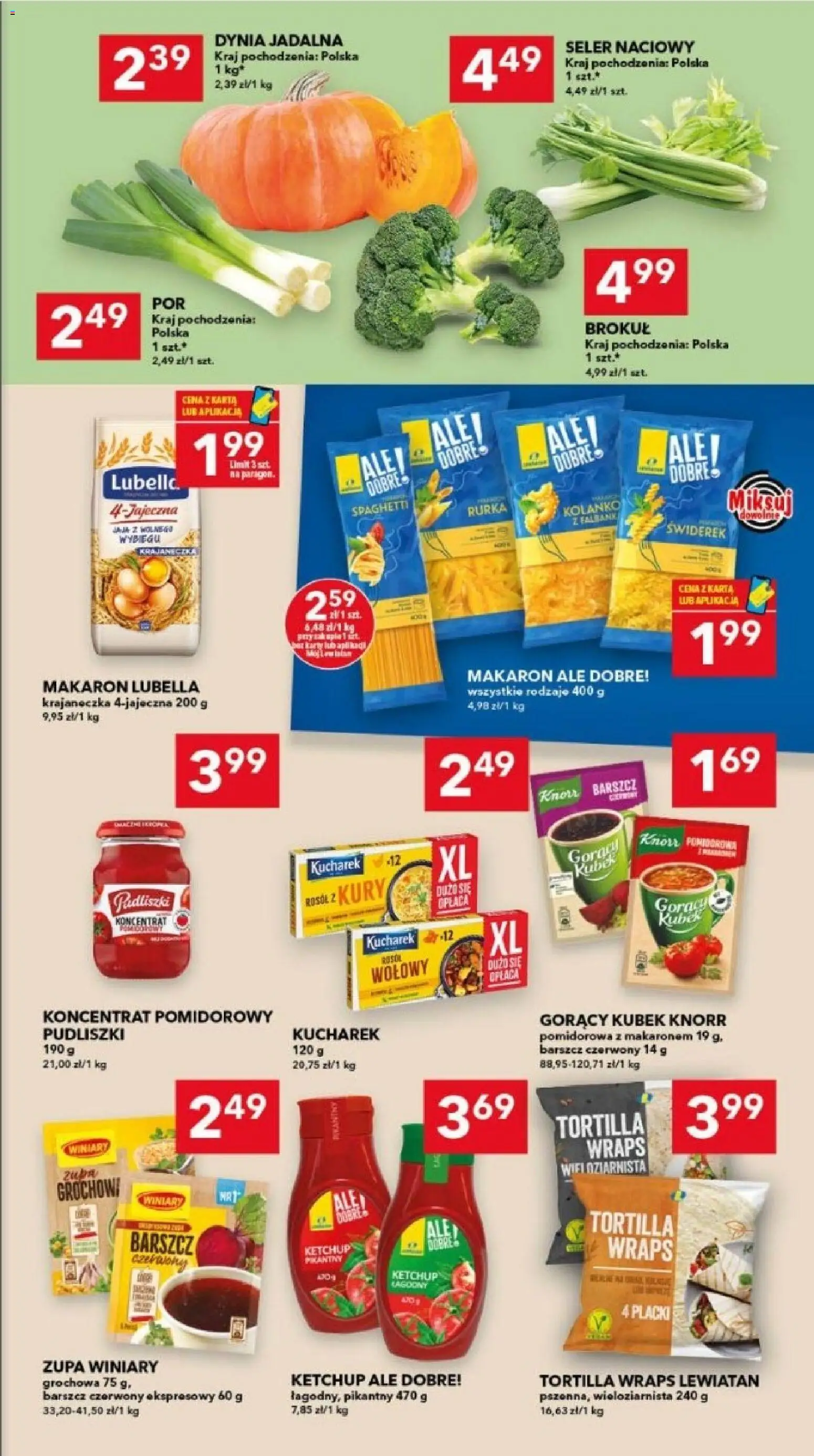 Lewiatan gazetka - Legnica od 08.10.2026 | Strona: 3 | Produkty: Barszcz, Brokuł, Makaron, Tortilla wraps