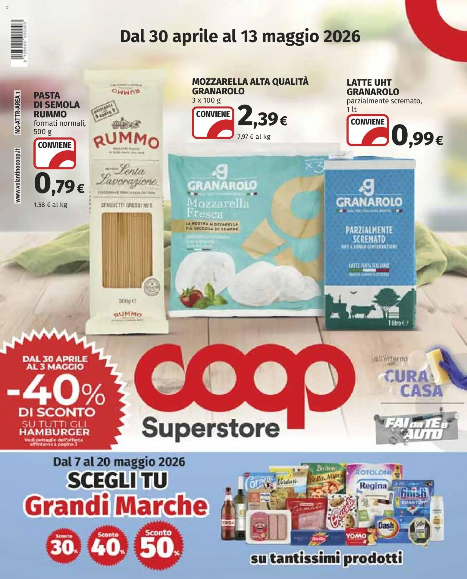 Volantino COOP del 30.04.2026 | Pagina: 1 | Prodotti: Mozzarella, Latte, Pasta, Hamburger