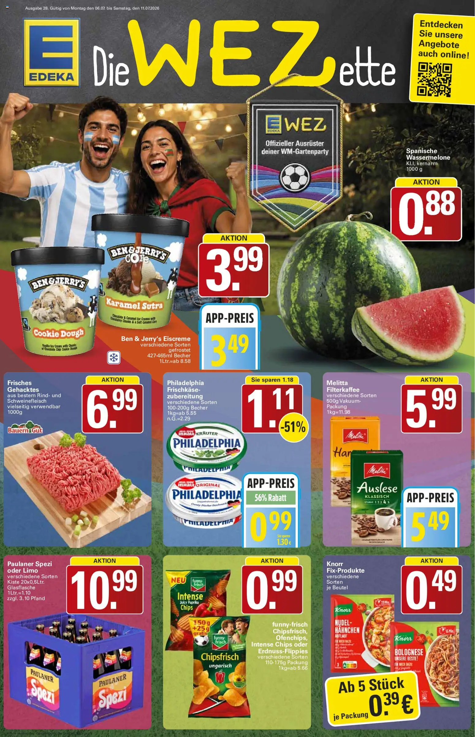WEZ Prospekt – gültig ab 06.07.2026 | Seite: 1 | Produkte: Eiscreme, Ben & Jerry's, Chips, Frischkase