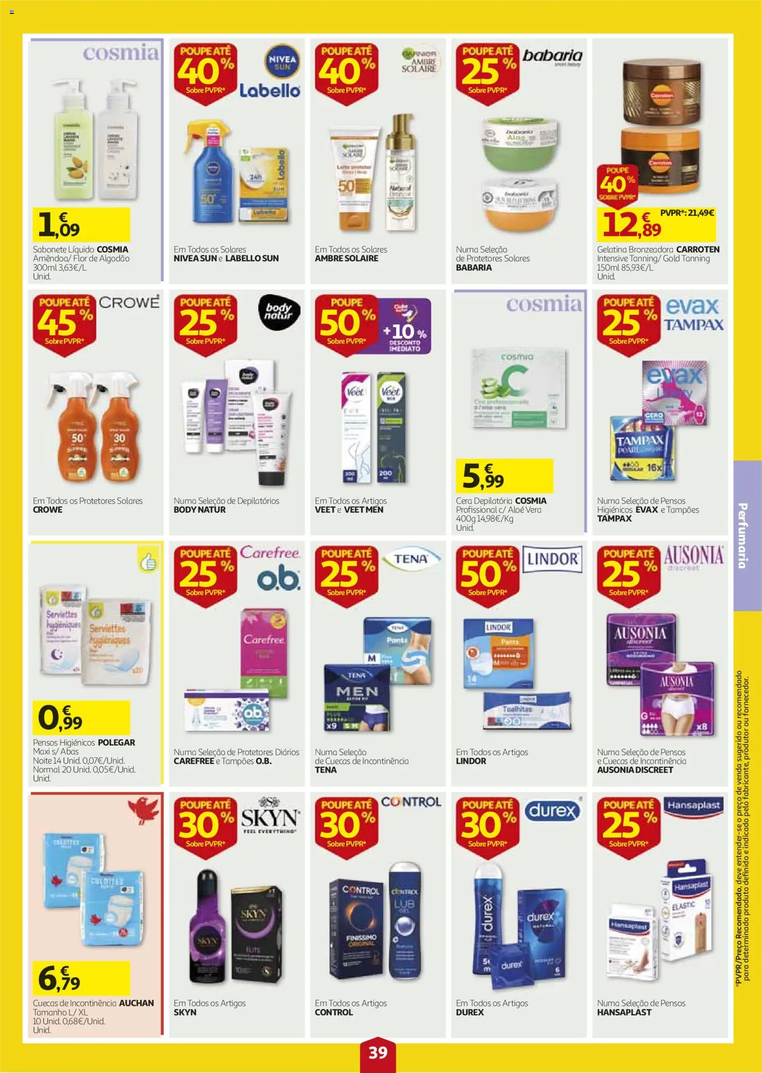 Auchan folheto │ válido de 27/08/2026 | Página: 39 | Produtos: Gelatina, Algodão, Sabonete, Aloe Vera