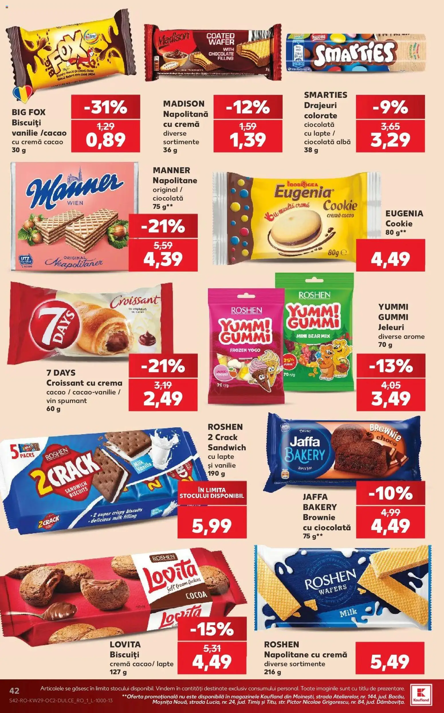 Noul catalog Kaufland – valabil de la 15.07.2026 | Pagină: 42 | Produse: Croissant, Alba, Ciocolată, Vin