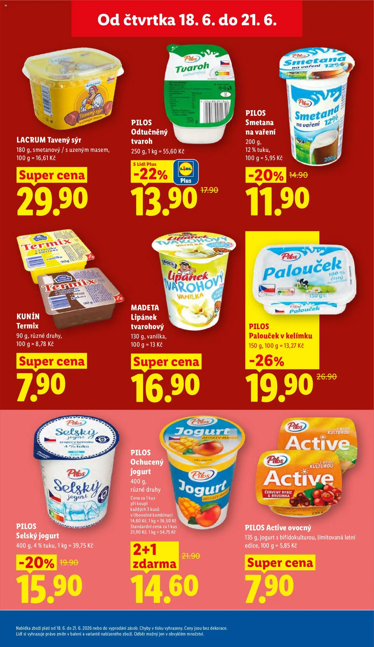 Lidl leták od 18.06.2026 | Strana: 15 | Produkty: Tavený sýr, Lipánek, Jogurt, Kakao