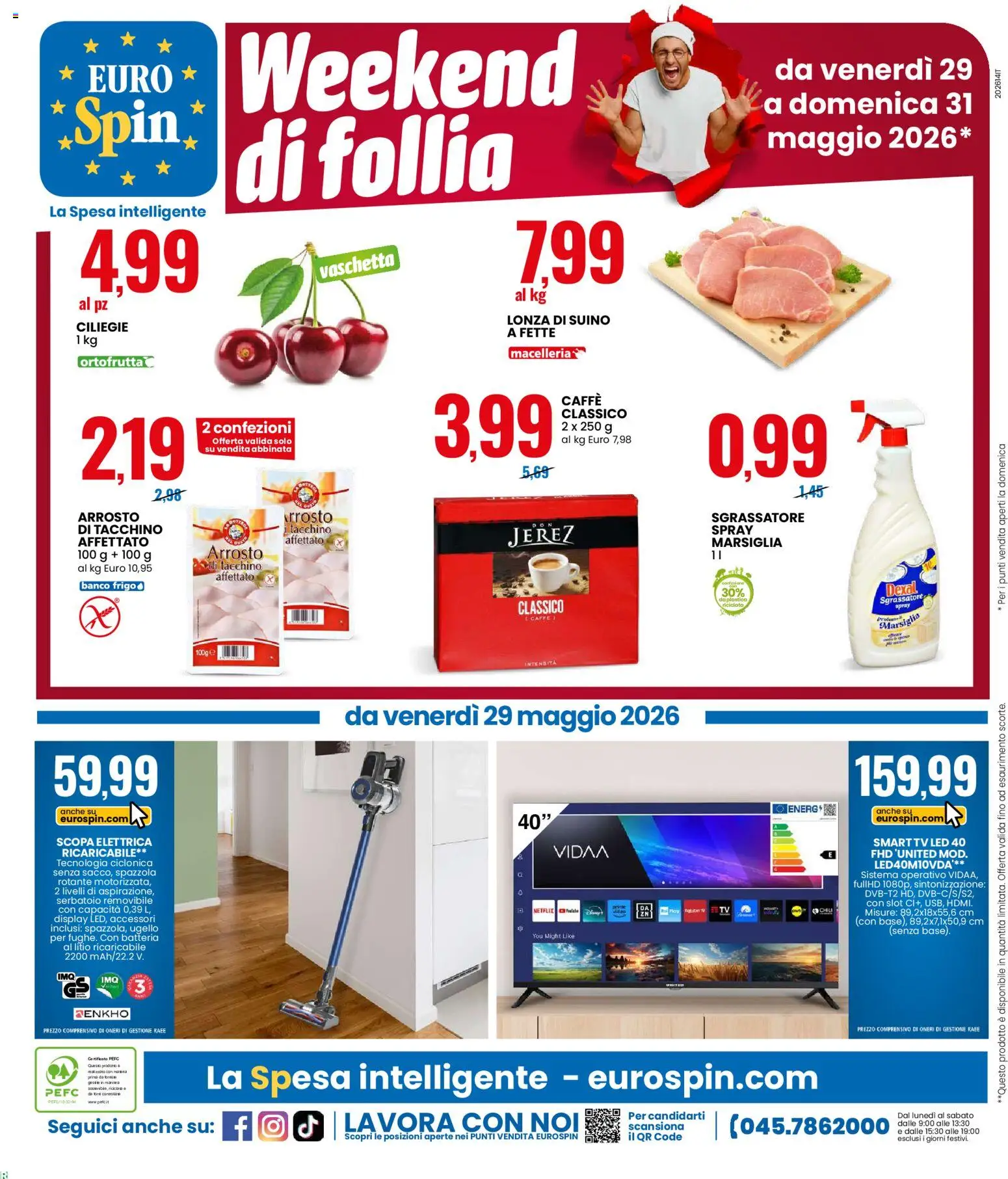 Volantino Eurospin del 18.05.2026 | Pagina: 18 | Prodotti: Scopa elettrica, Caffè, Sgrassatore, Tacchino