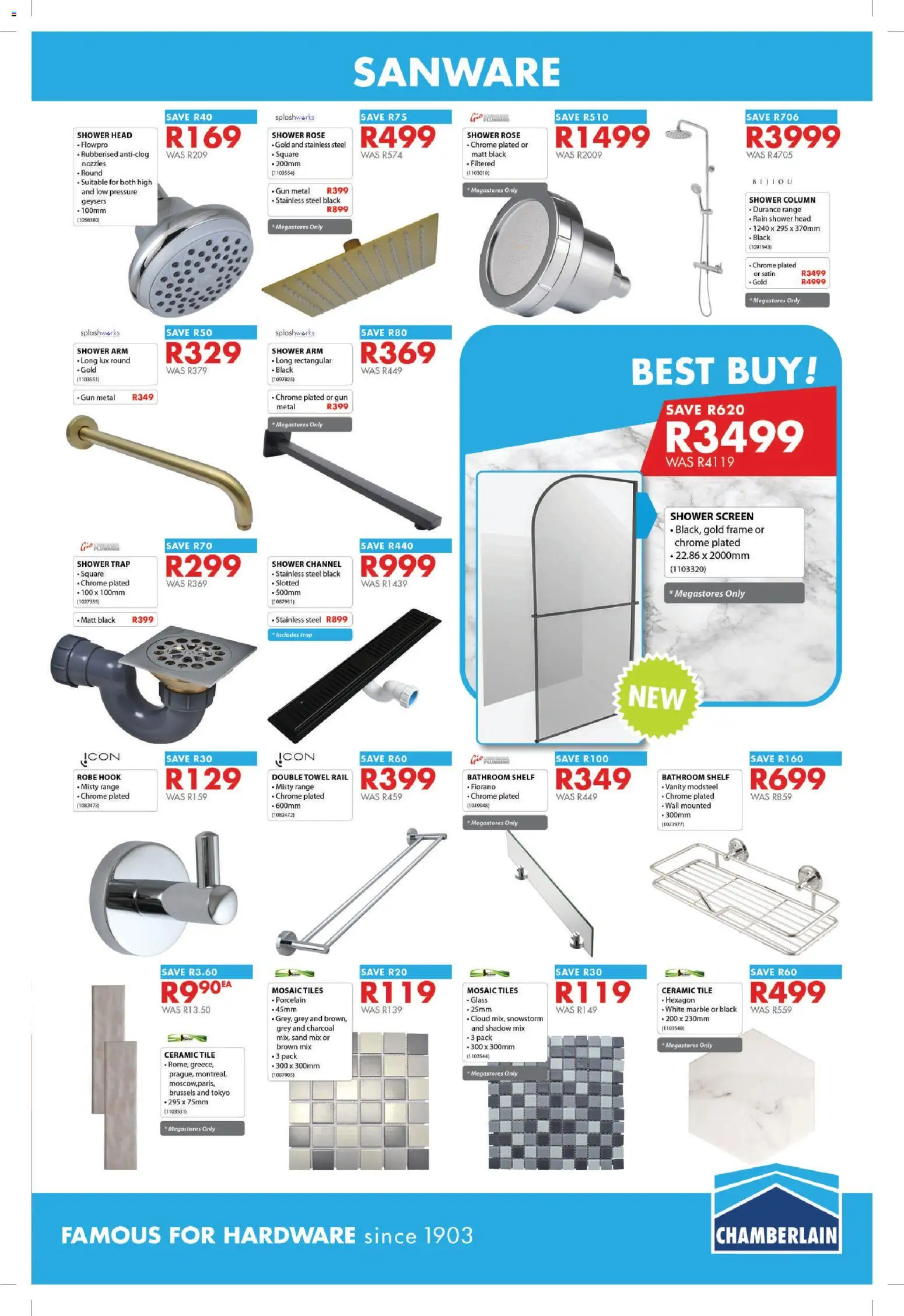 New Chamberlain catalogue – valid from 18.06.2026 | Page: 11 | Products: Frame, Shelf, Shower, Shower column