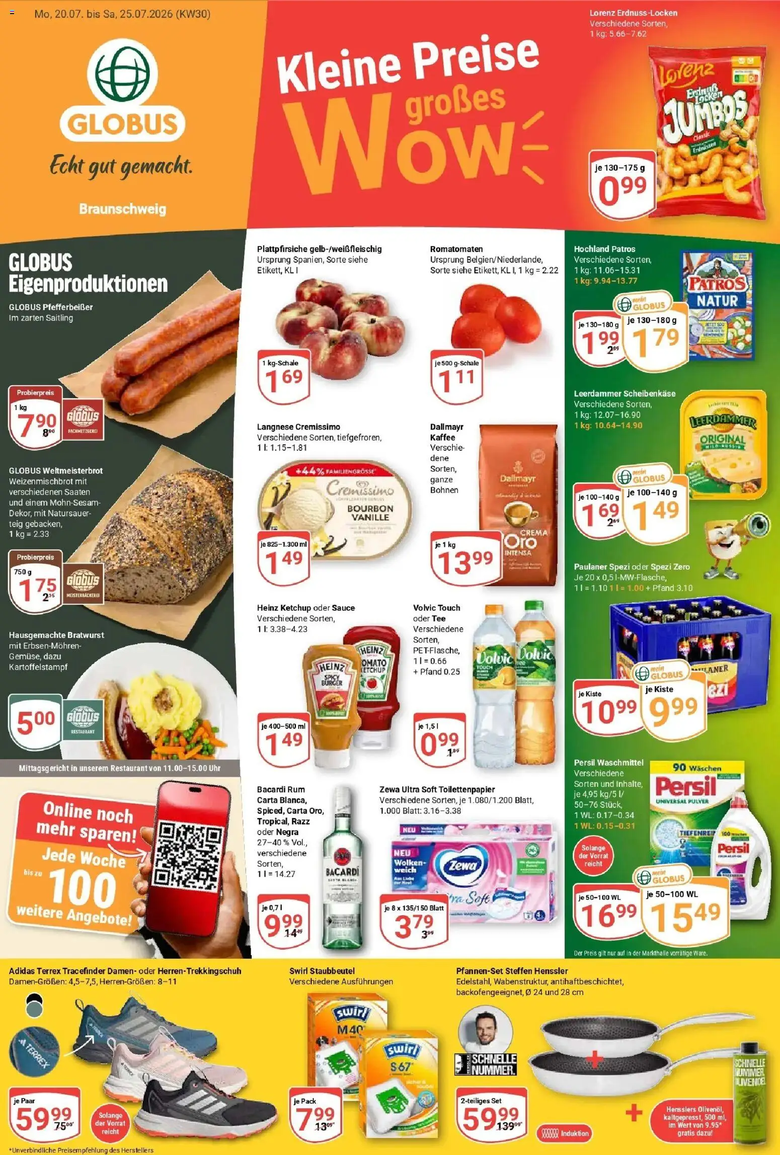 Globus Prospekt Braunschweig – gültig ab 20.07.2026 | Seite: 1 | Produkte: Patros, Bourbon, Ketchup, Uhr