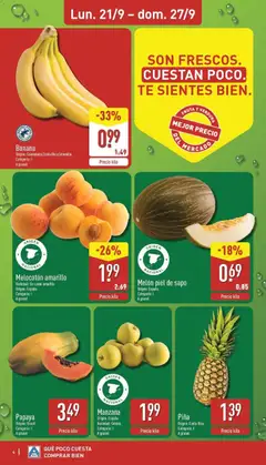 Vista previa Aldi folleto Península válido desde el 21/09/2026 | Página: 4 | Productos: Fruta, Piña, Manzana, Carne