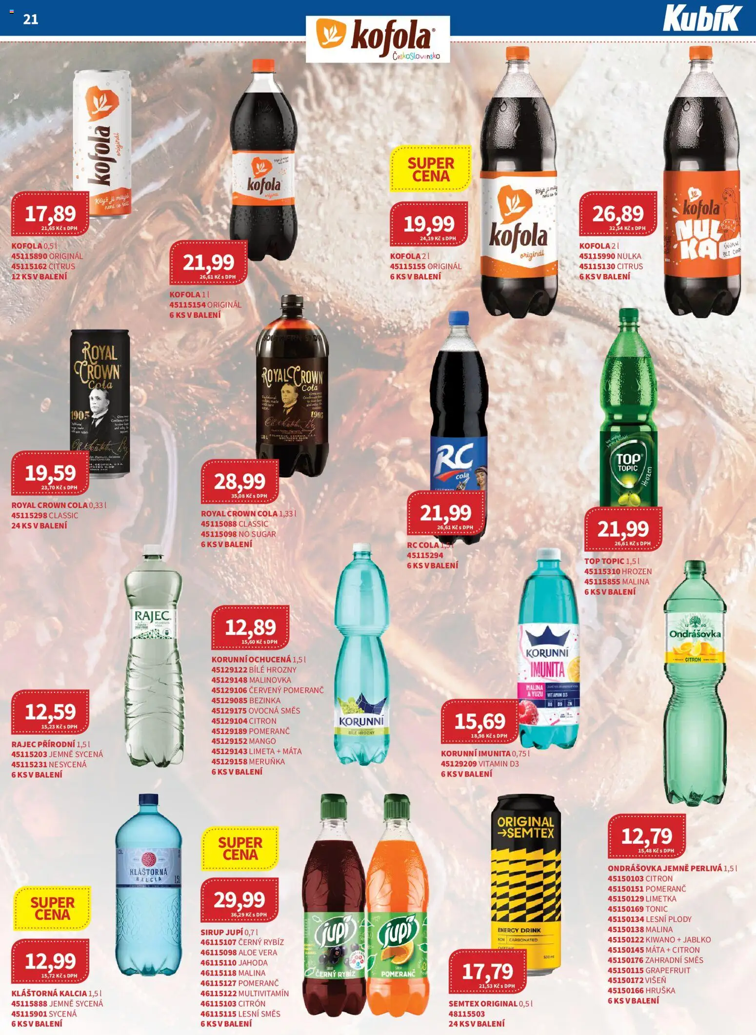 Kubík leták - Velkoobchod 08/2026 od 01.08.2026 | Strana: 21 | Produkty: Sirup Jupí, Tonic, Kofola, Kláštorná kalcia
