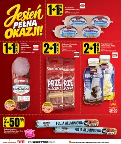 Pogląd oferty "Topaz gazetka" - ważna od 24.09.2026 | Strona: 2 | Produkty: Kiełbasa, Folia aluminiowa, Przekąski, Kabanosy wieprzowe