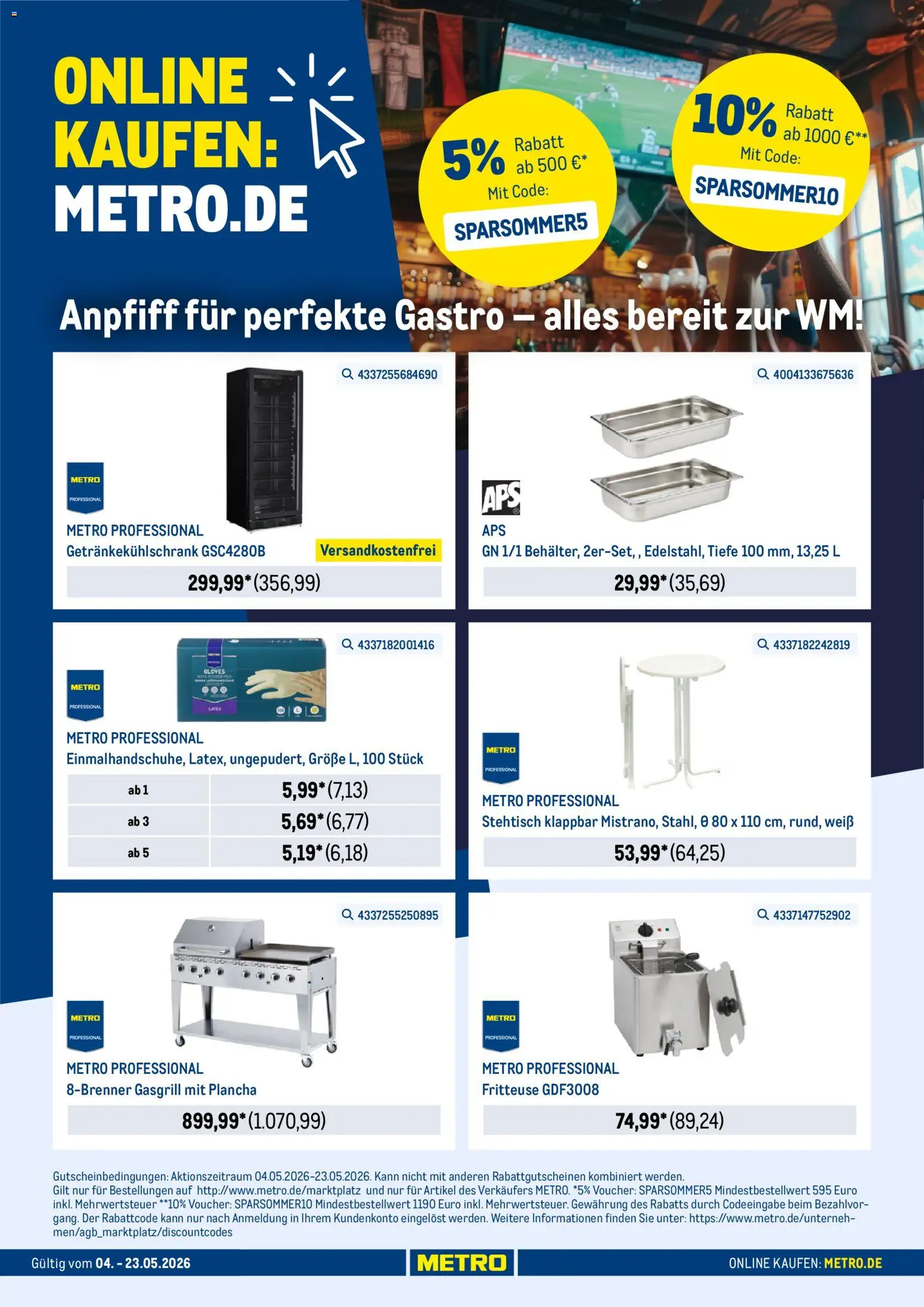 Metro Online: Alles für die WM Vorbereitung – gültig ab 04.05.2026 | Seite: 1 | Produkte: Fritteuse