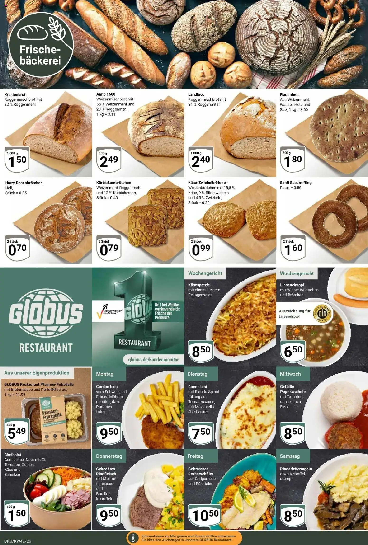 Globus Prospekt Grünstadt (ab 12.10.2026) » Angebote online | Seite: 8 | Produkte: Bäckerei, Käse, Pommes, Kartoffeln