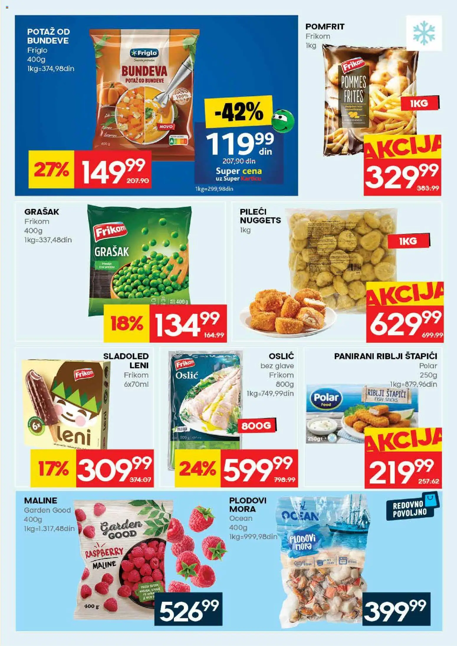Idea katalog - važi od 09.04.2026 | Strana: 15 | Proizvode: Sladoled, Riblji štapići, Oslić, Bundeva