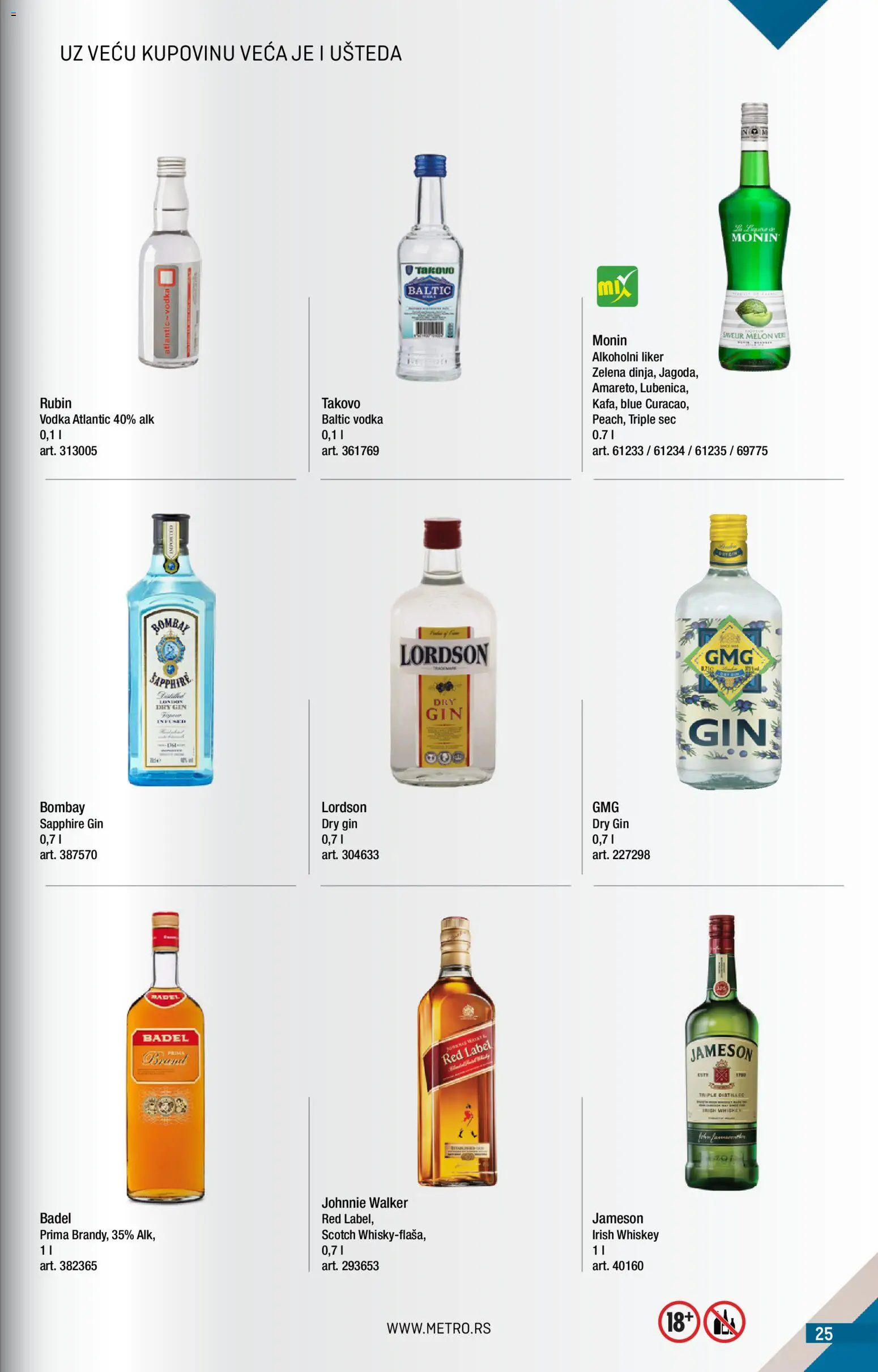 Metro katalog - važi od 01.07.2026 | Strana: 25 | Proizvode: Liker, Jameson, Vodka, Dry gin