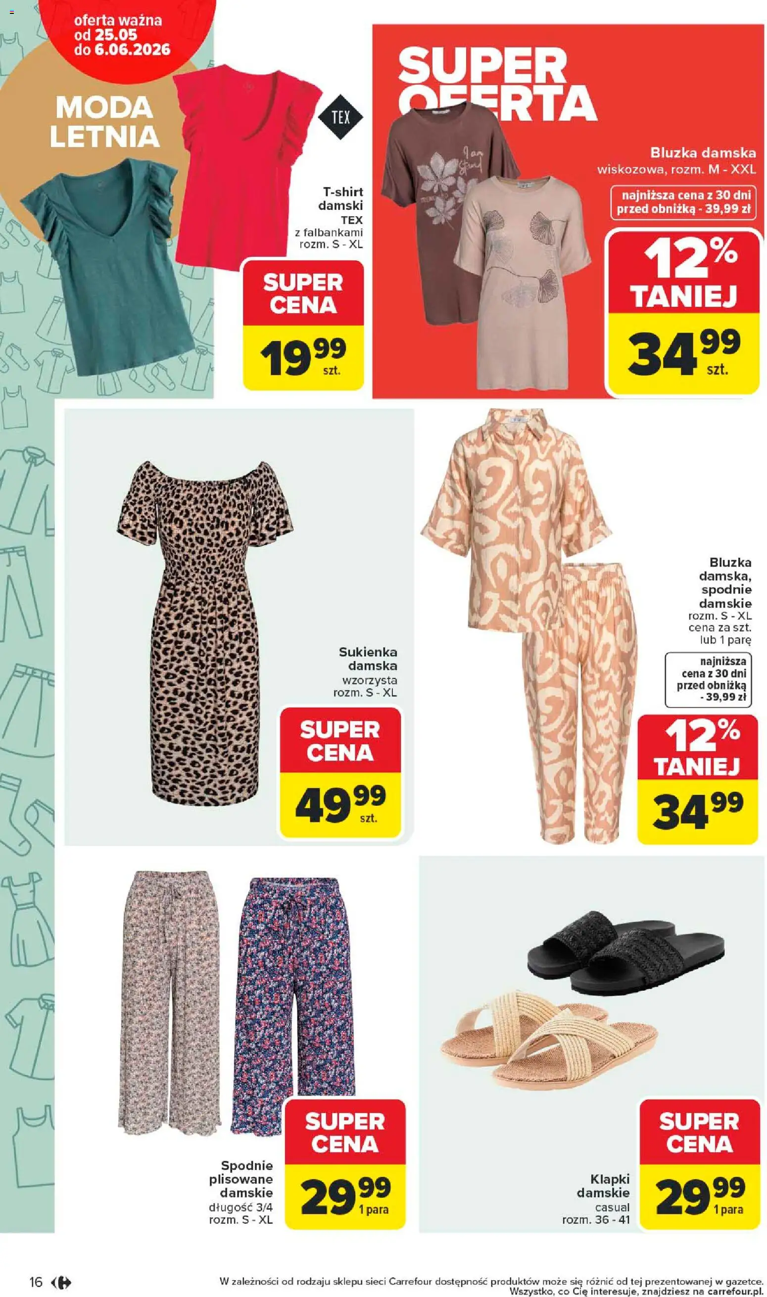 Carrefour gazetka - Łap super okazje od 25.05.2026 | Strona: 16 | Produkty: Bluzka, Klapki, Sukienka, Klapki damskie