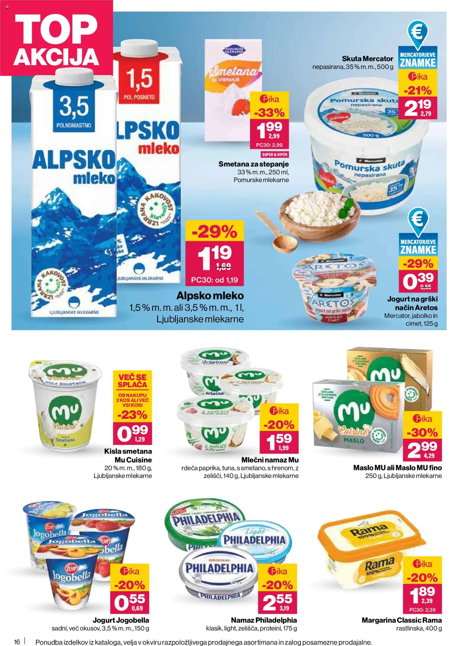 Novi Mercator katalog ponudbe – veljaven od 16.04.2026 | Stran: 16 | Izdelki: Margarina, Kos, Mleko, Skuta
