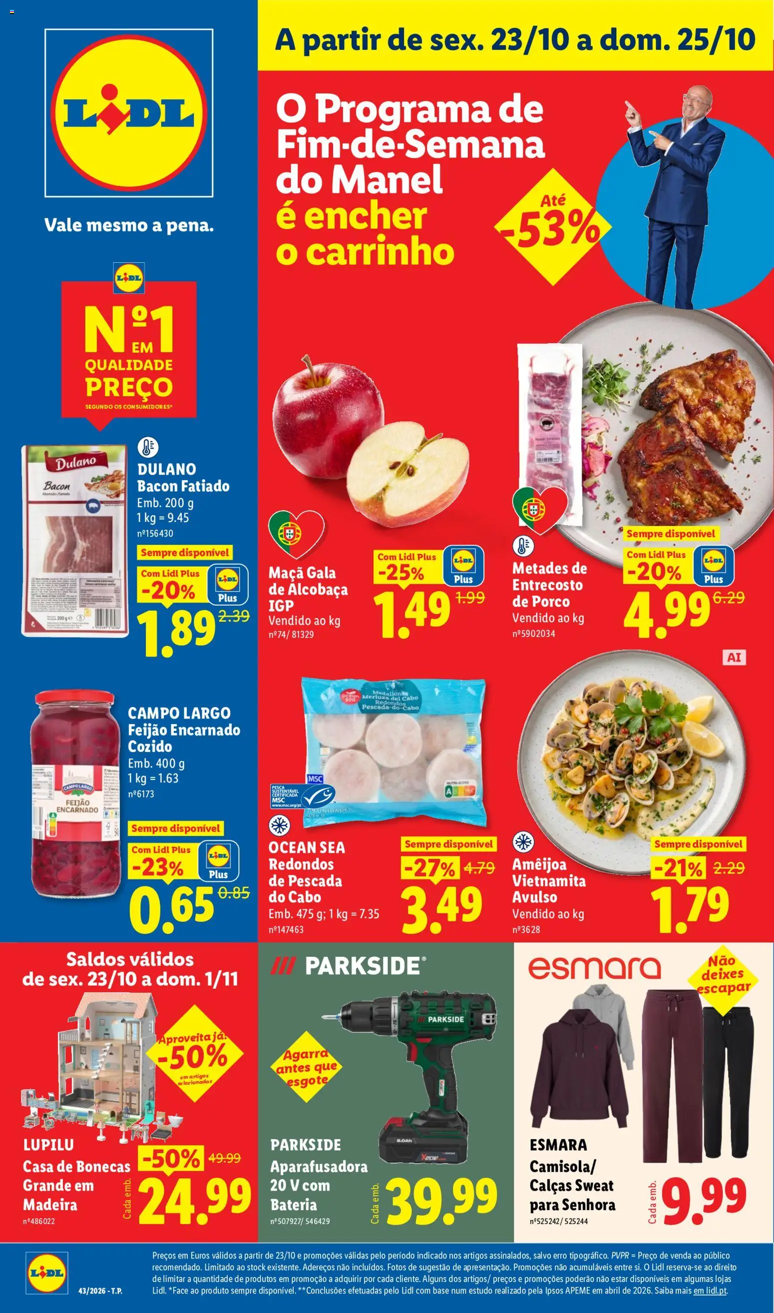 Lidl Promoções Fim de Semana │ válido de 23/10/2026 | Página: 1 | Produtos: Casa de bonecas, Base, Pescada do cabo, Bateria