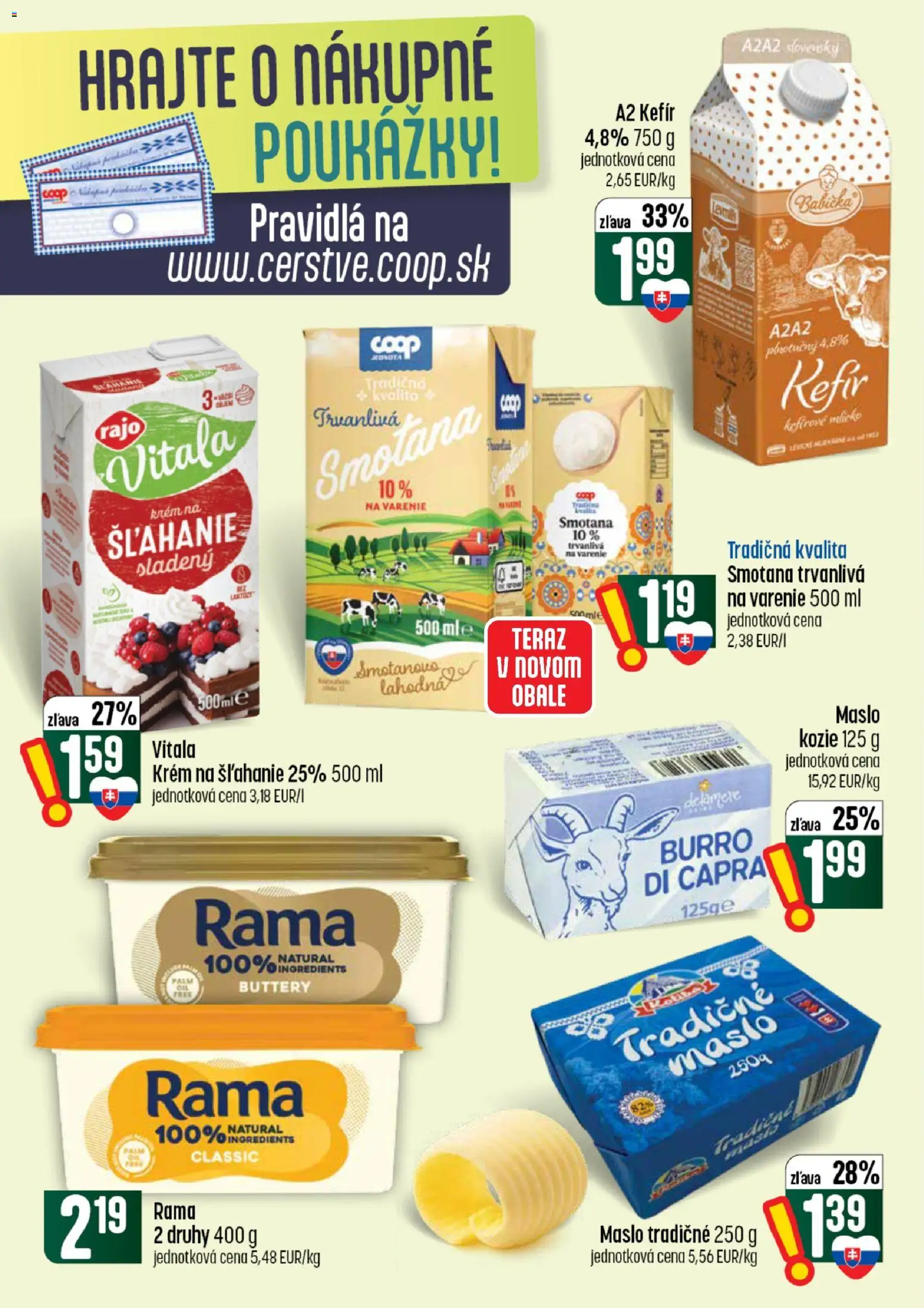Nové COOP Jednota akcie – leták je platný od 30.07.2026 | Strana: 17 | Produkty: Maslo, Smotana, Krém, Rama