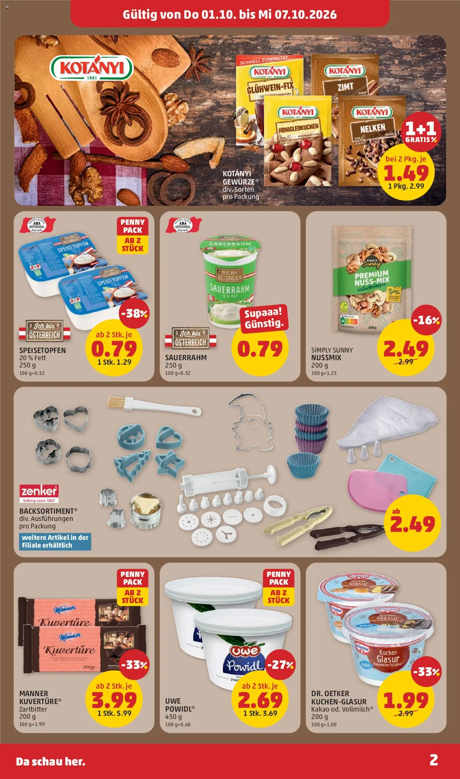 Penny Markt Familien-Backspaß gültig ab 01.10.2026 | Seite: 2 | Produkte: Gewürze, Vollmilch, Sauerrahm