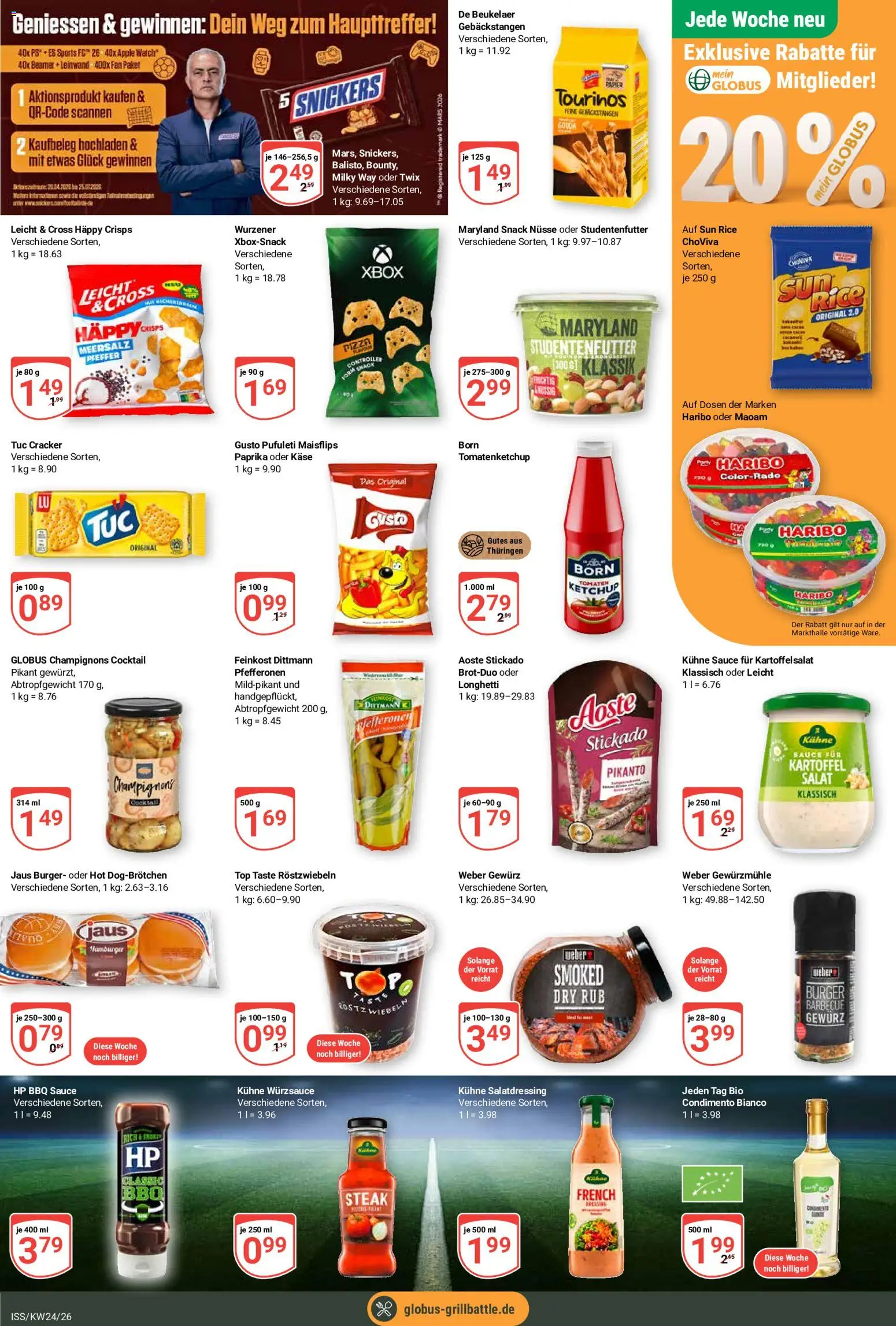 Globus Prospekt – gültig ab 08.06.2026 | Seite: 7 | Produkte: Haribo, Burger, Tomaten, Pizza