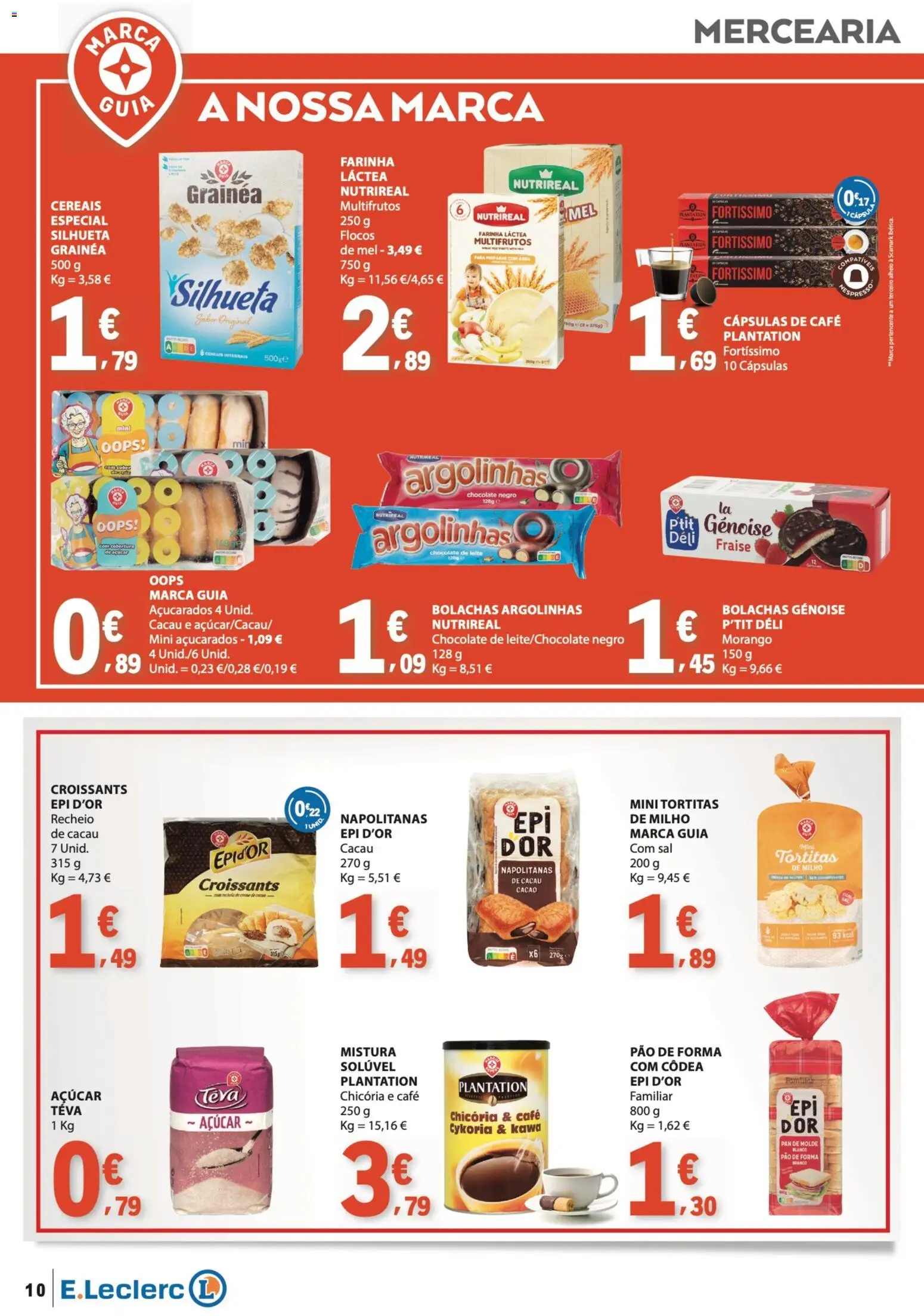E.Leclerc folheto Especial Marca Guia │ válido de 16.06.2026 | Página: 10 | Produtos: Sal, Pão, Chocolate, Açúcar