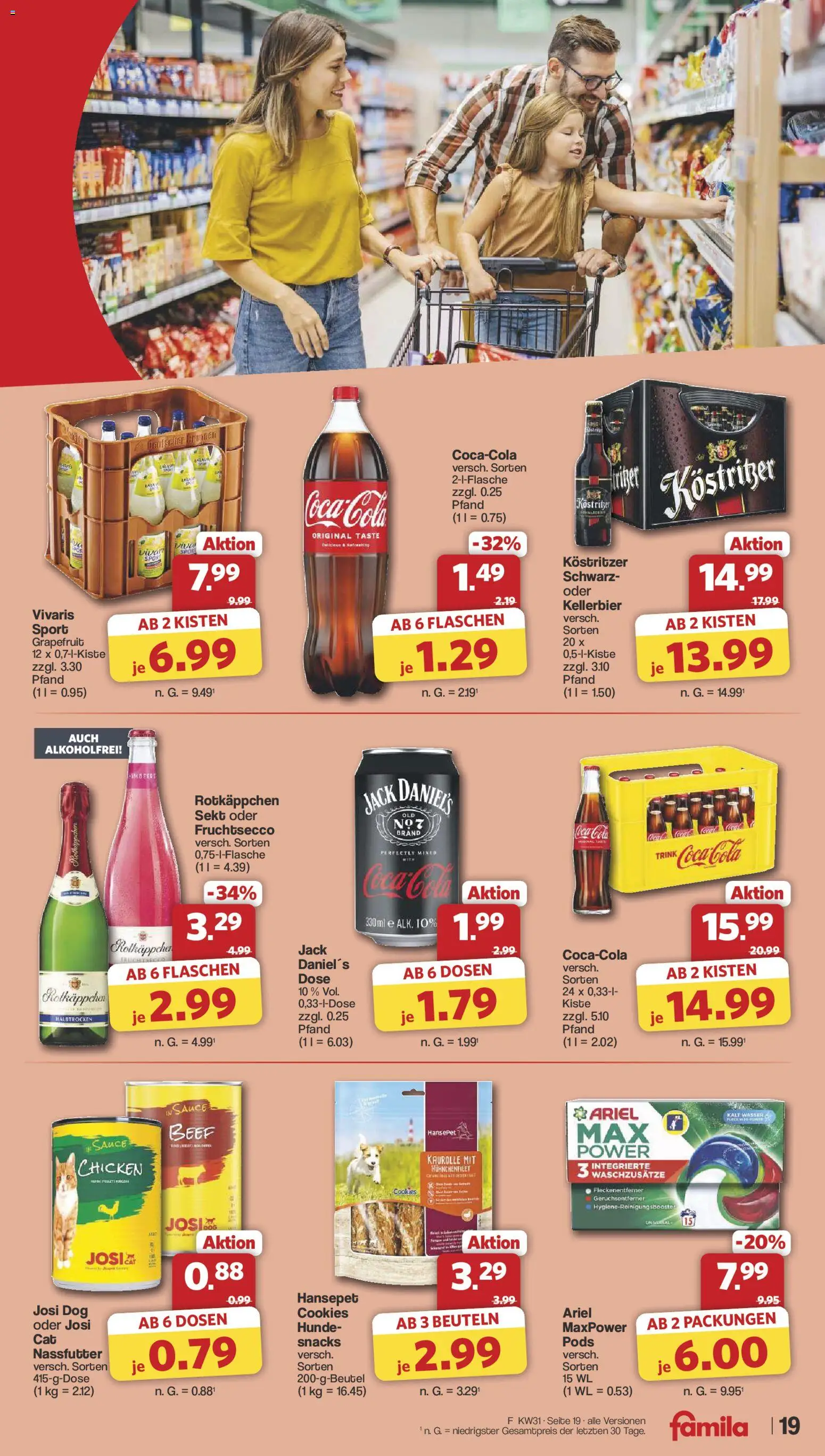 Famila Nordwest Prospekt – gültig ab 27.07.2026 | Seite: 19 | Produkte: Coca cola, Cola, Kostritzer, Wasser