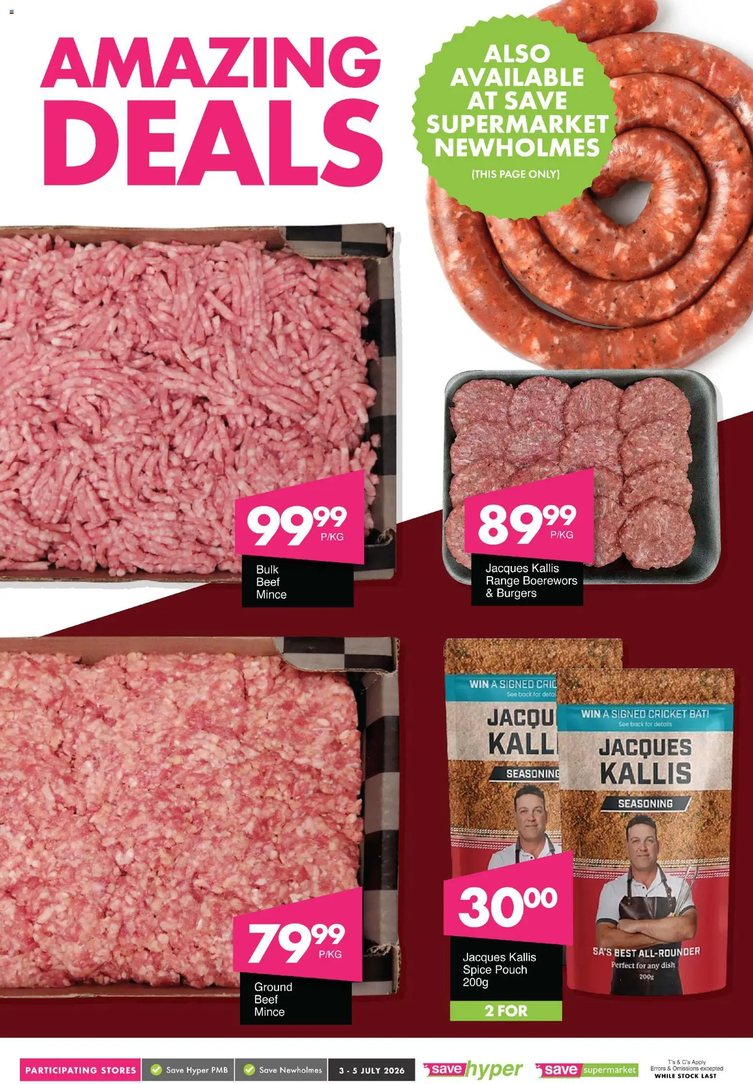 New Save catalogue – valid from 03/07/2026 | Page: 8 | Products: Boerewors, Beef, Seasoning, Stock