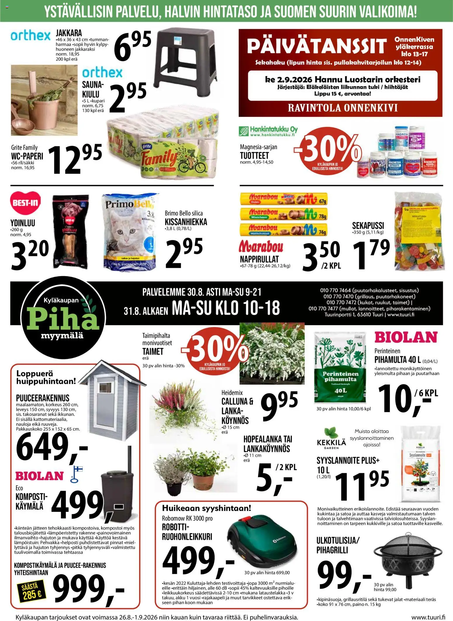 Sale tarjoukset – voimassa 26/08/2026 alkaen | Sivu: 5 | Tuotteet: Jakkara, Ruohonleikkuri, Akku, Kissanhiekka