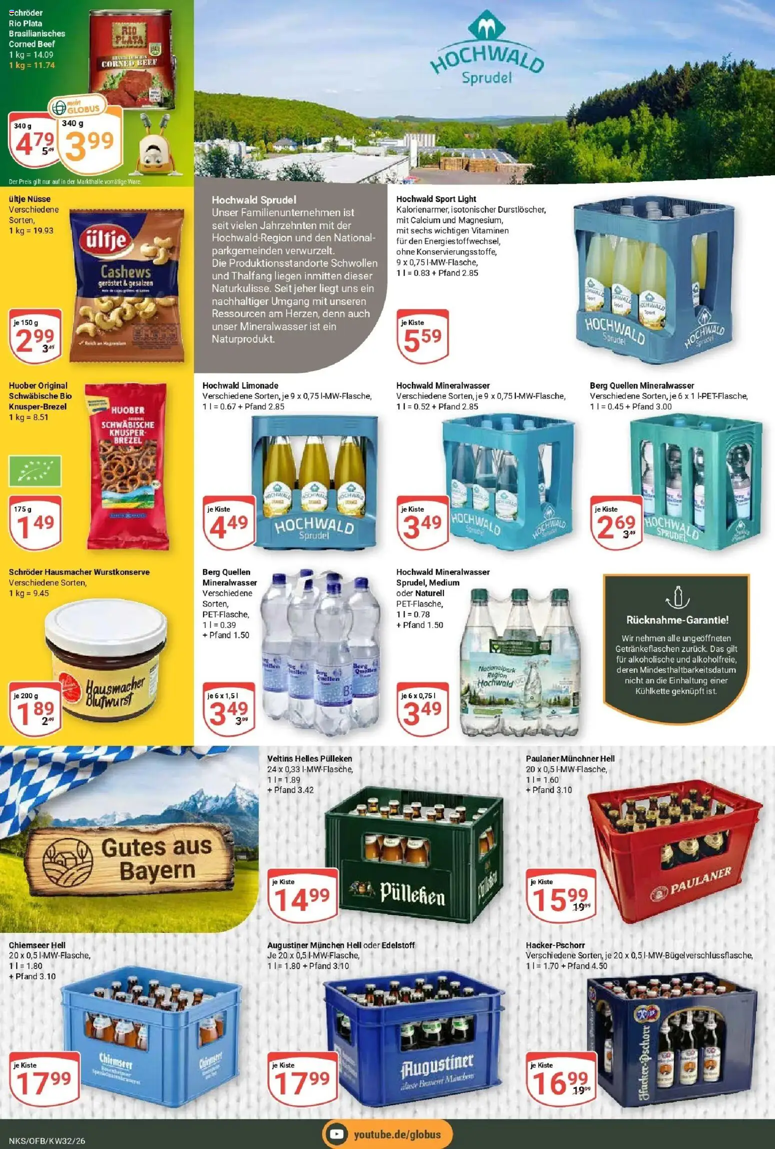 Globus Prospekt Neunkirchen (ab 03.08.2026) » Angebote online | Seite: 21 | Produkte: Helles pulleken, Limonade, Mineralwasser, Veltins
