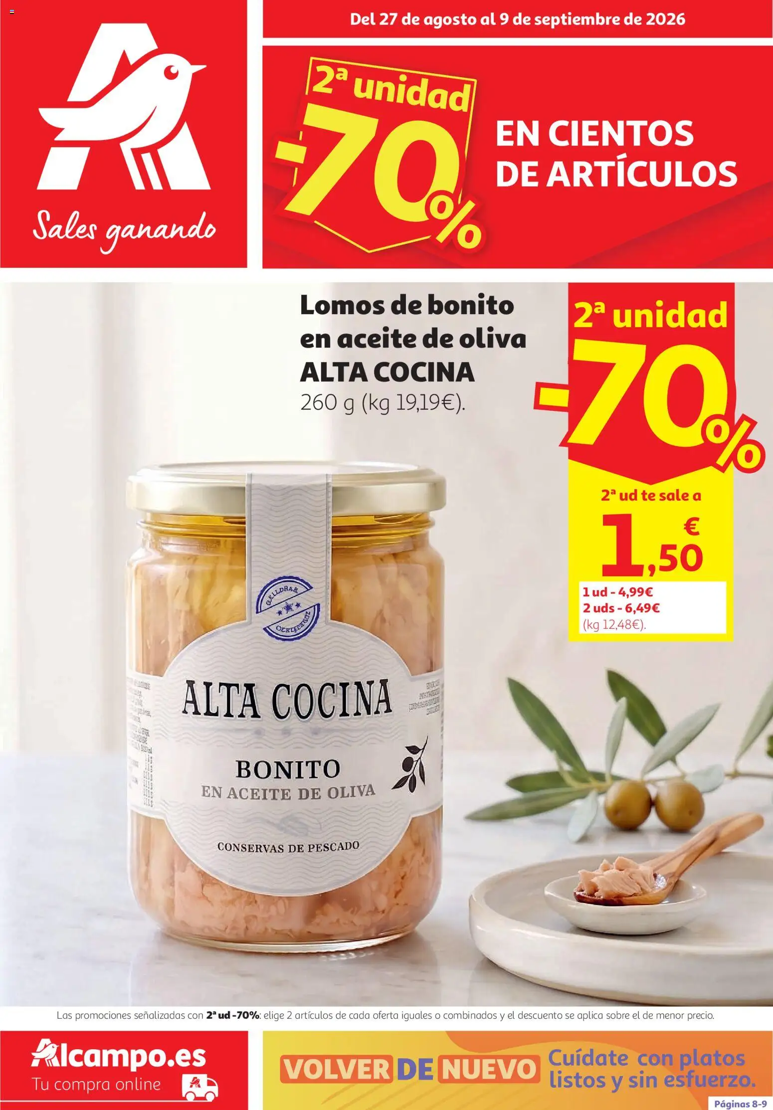 Alcampo folleto │ válido desde el 27/08/2026 | Página: 1 | Productos: Conservas, Pescado, Té, Aceite de oliva
