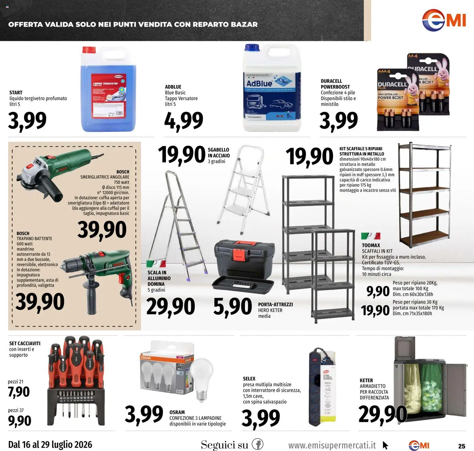 Volantino EMI del 16/07/2026 | Pagina: 25 | Prodotti: Ripiano, Trapano, Adattatore, Presa