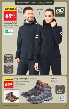 Pogląd oferty "Buty trekkingowe męskie*, Buty trekkingowe męskie, rozmiary: 42-44 (brązowe), 43-45 (czarne), antypoślizgowa podeszwa, skórzane elementy, pianka memory." - ważna od 26.09.2026 | Strona: 13 | Produkty: Kurtka, Buty, Buty trekkingowe