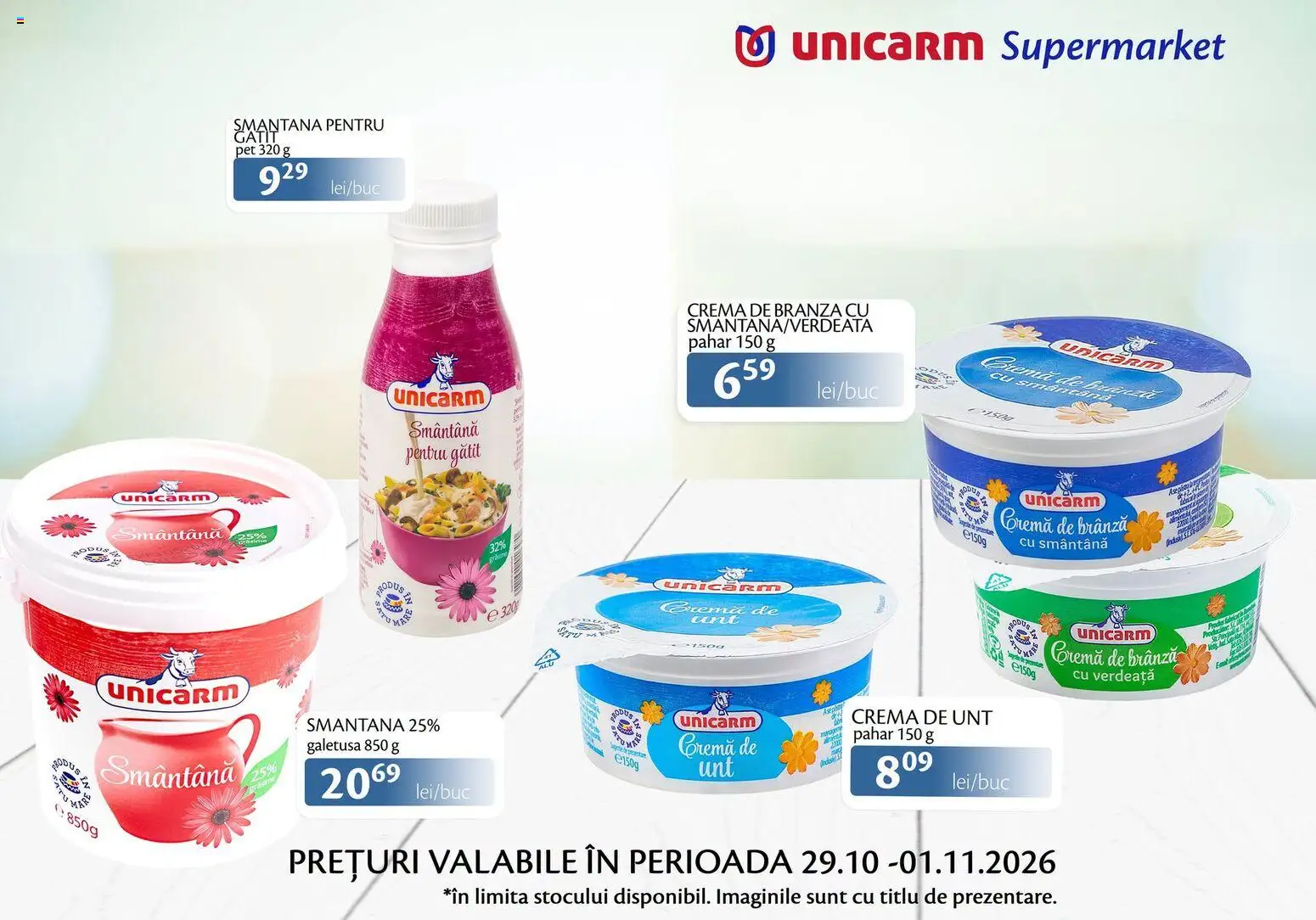 Noul catalog Unicarm – valabil de la 29.10.2026 | Pagină: 3 | Produse: Unt, Brânză, Cremă, Cremă de brânză