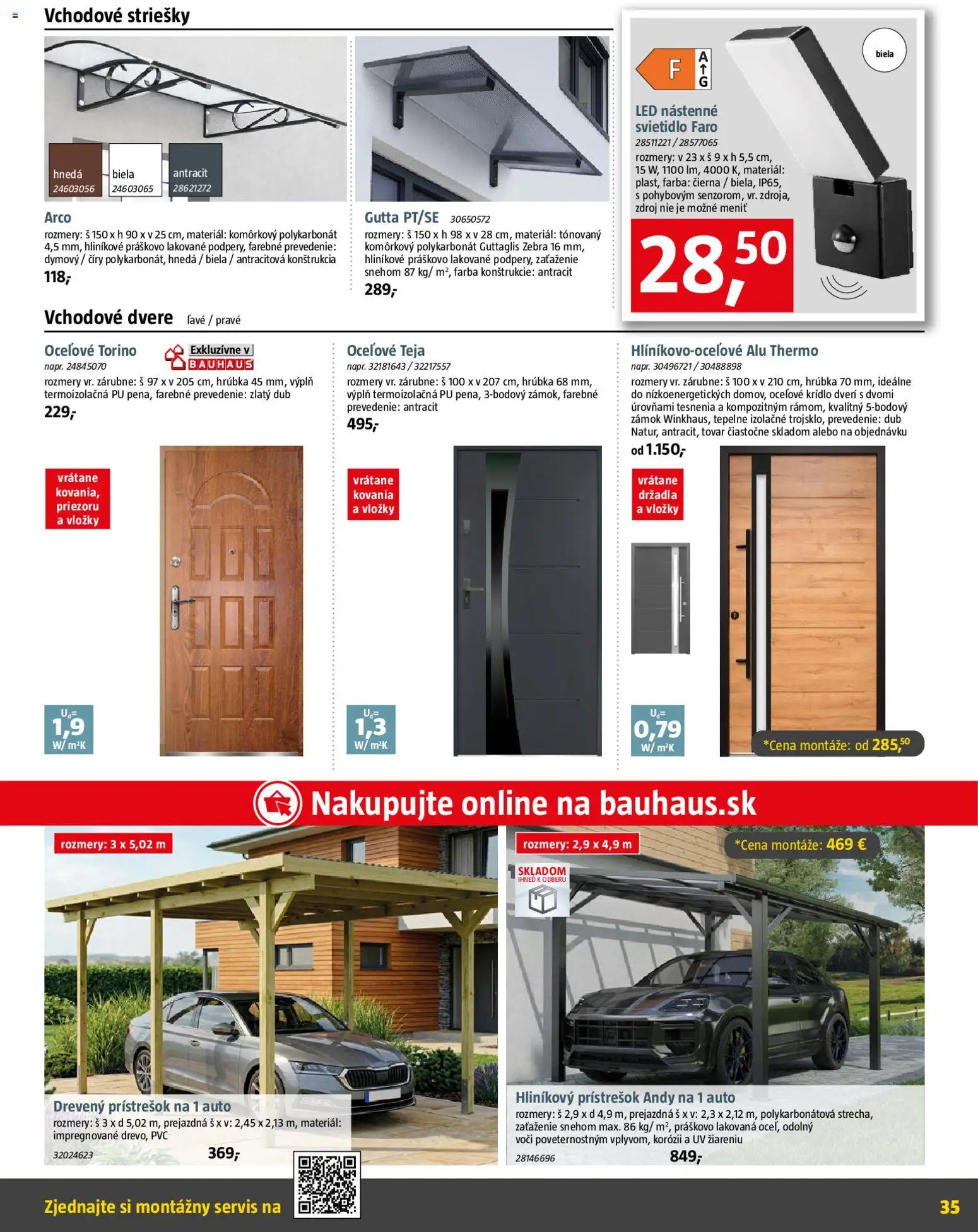 Nové Bauhaus akcie – leták je platný od 04.05.2026 | Strana: 35 | Produkty: Nástenné svietidlo, Vchodové dvere, Dvere, Svietidlo