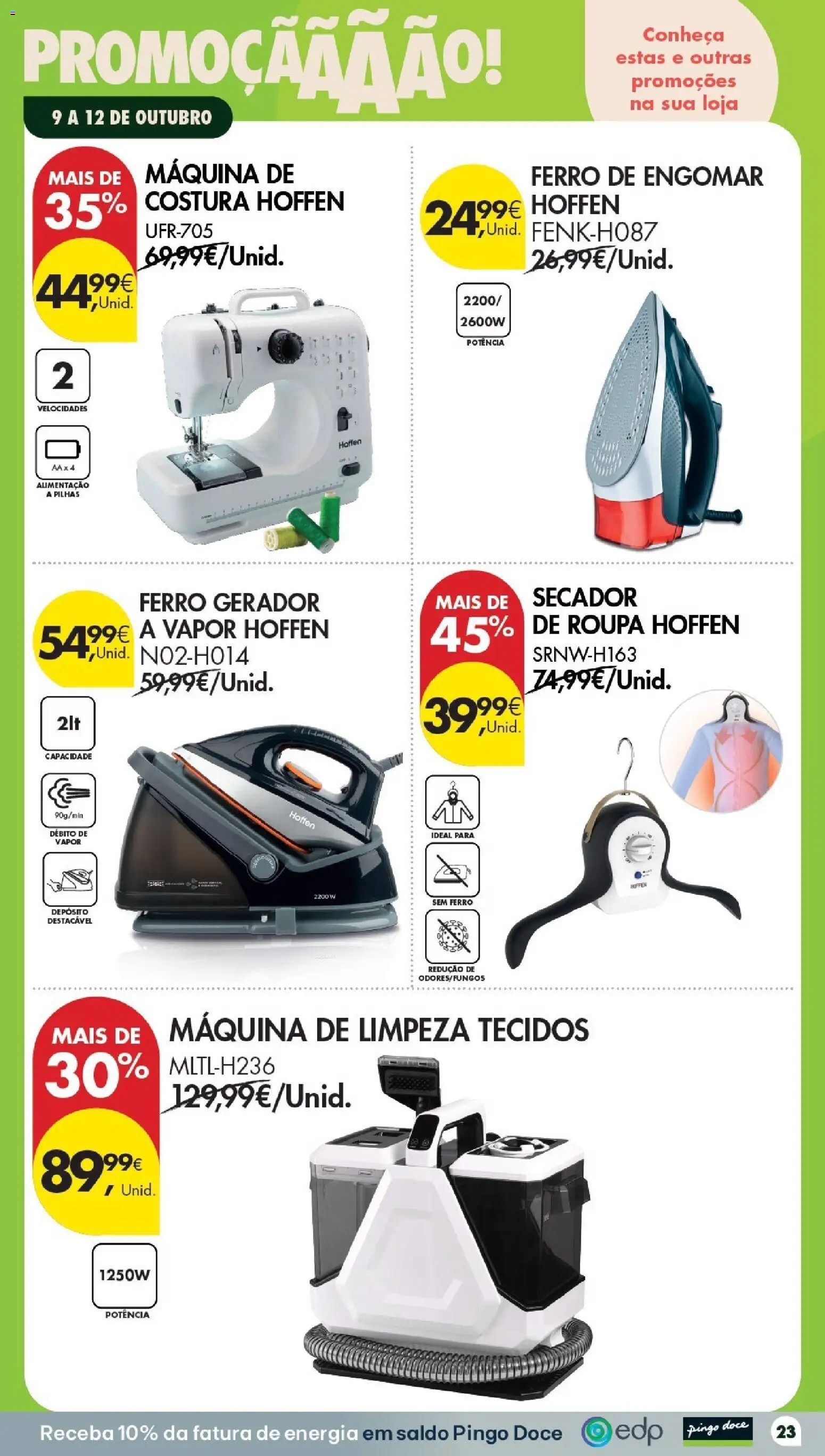 Pingo Doce Folheto Poupe Este Fim de Semana │ válido de 09/10/2026 | Página: 23 | Produtos: Ferro de engomar, Secador, Ferro, Pilhas