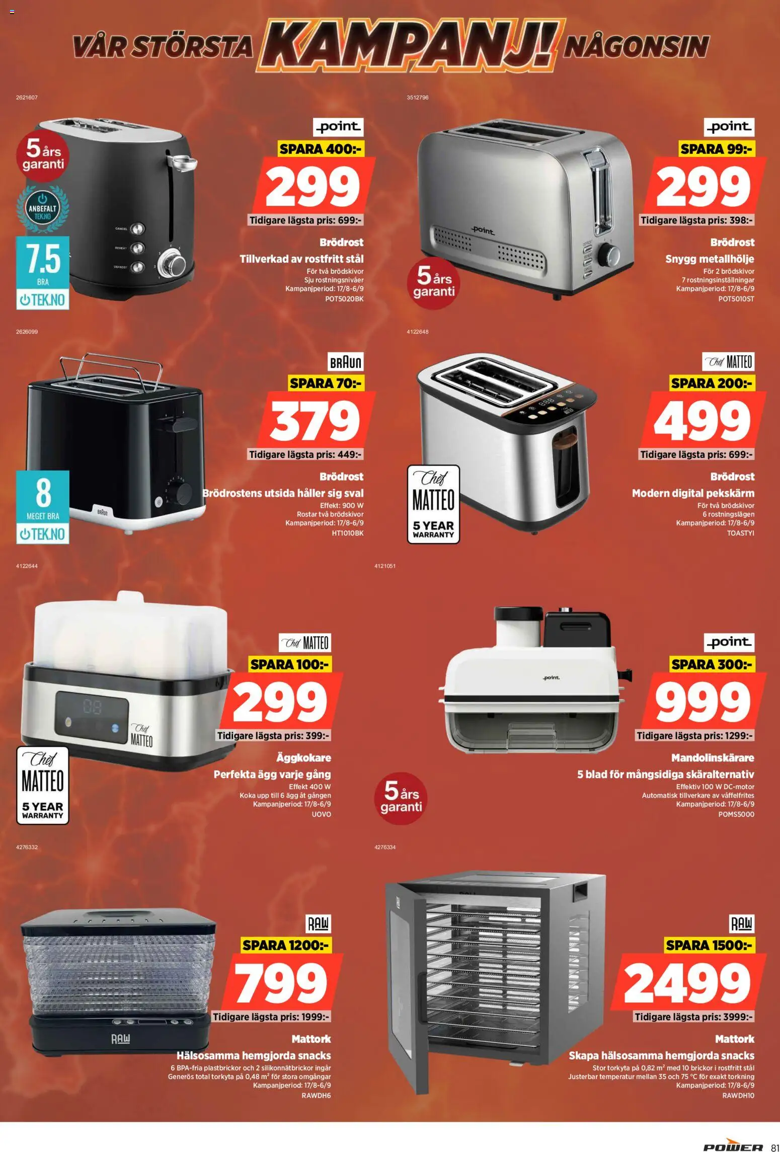 Power reklamblad aktuell från 31/08/2026 | Sida: 81 | Produkter: Brödrost, Ägg, Snacks, Äggkokare