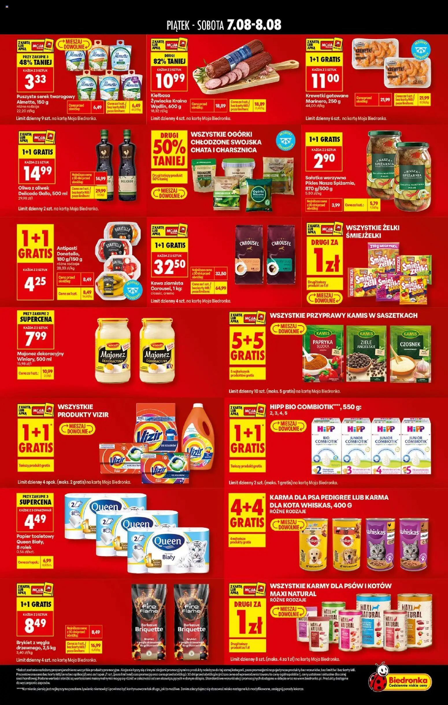 Biedronka gazetka - Tani weekend od 07.08.2026 | Strona: 2 | Produkty: Papier toaletowy, Almette, Karma dla kota, Sałatka warzywna