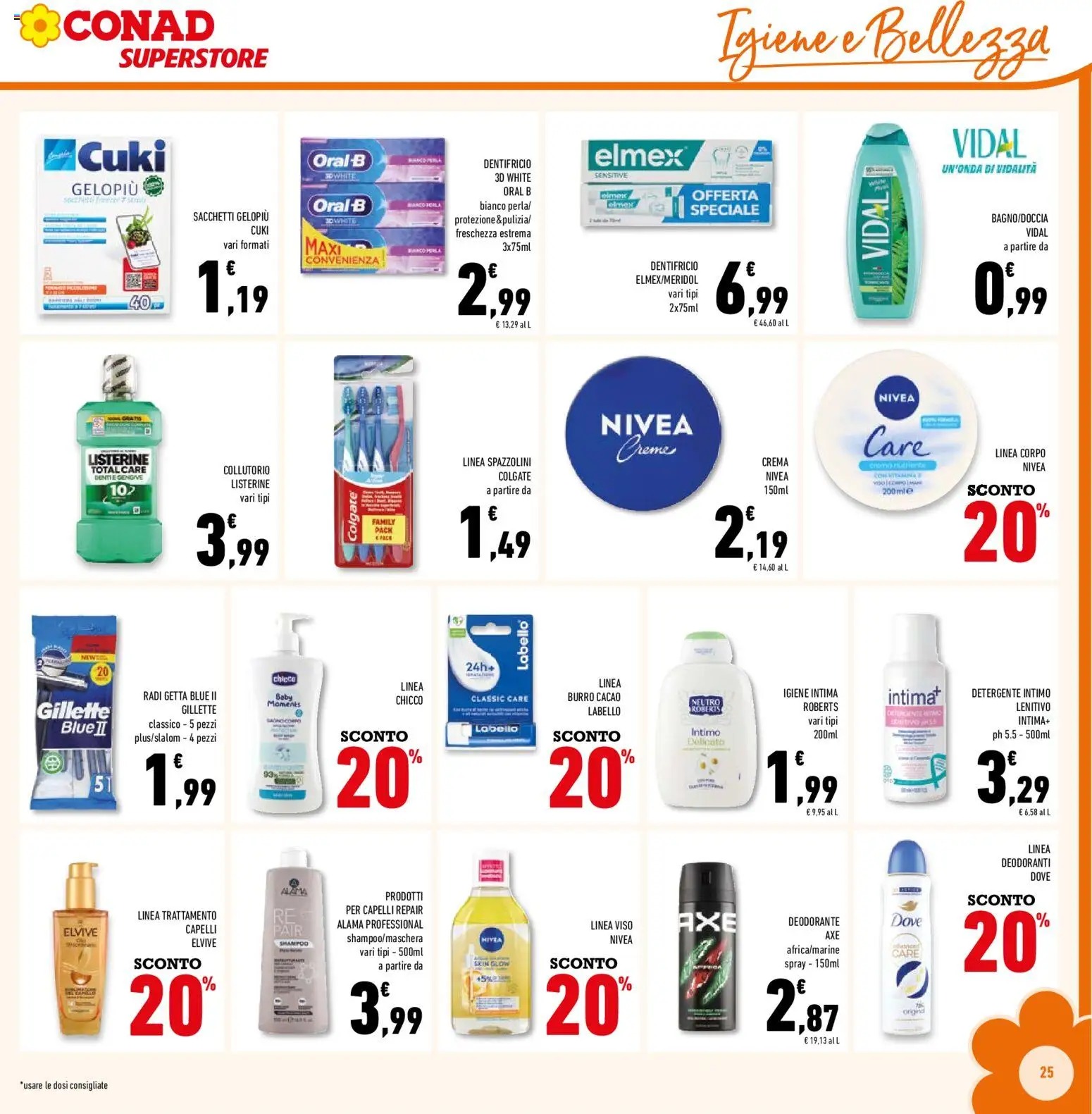 Volantino Conad del 29/07/2026 | Pagina: 25 | Prodotti: Shampoo, Collutorio, Burro, Cacao