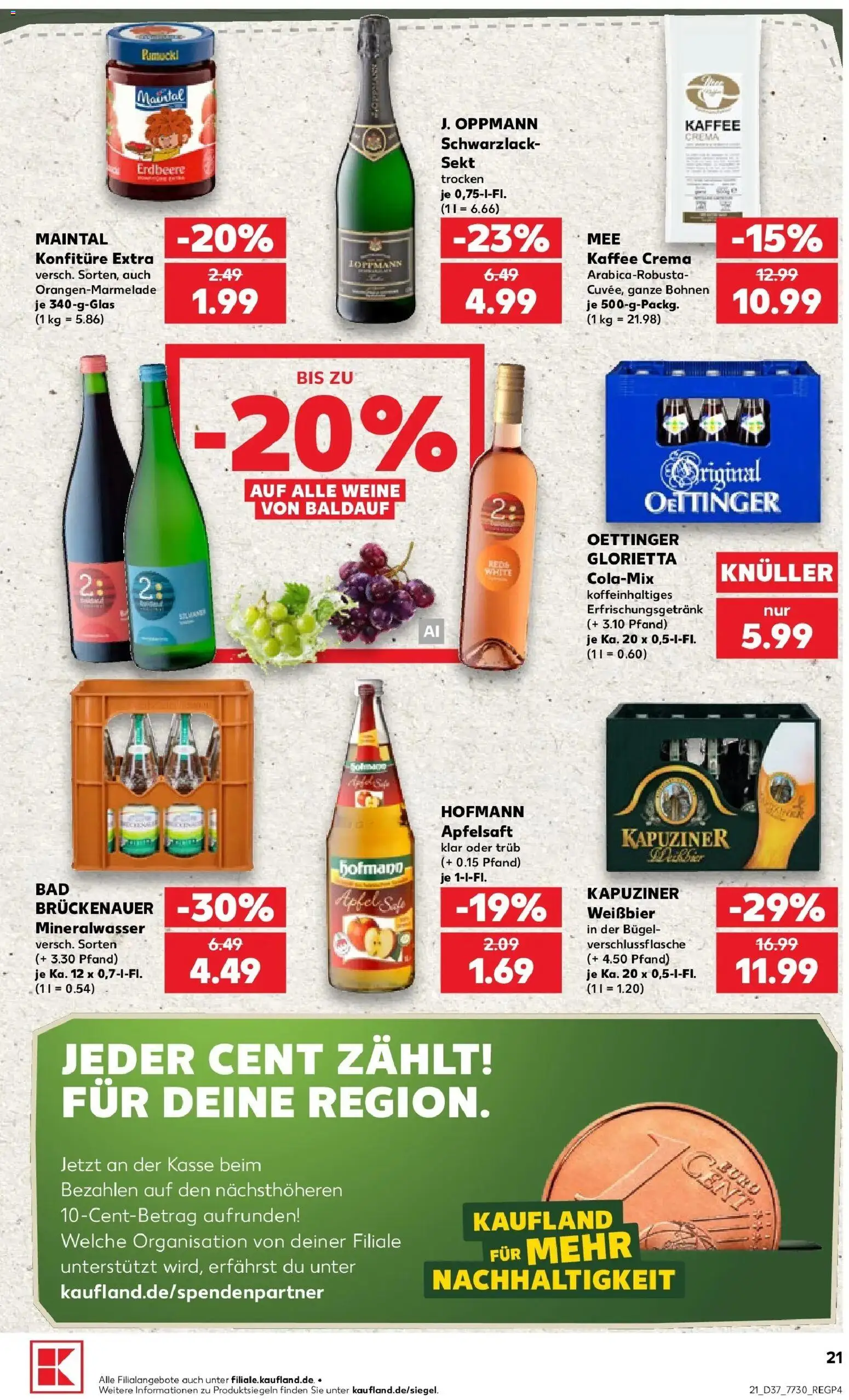 Prospekt Kaufland ab 10.09.2026 » Angebote Online zum Blättern | Seite: 21 | Produkte: Sekt, Äpfel, Oettinger, Mineralwasser