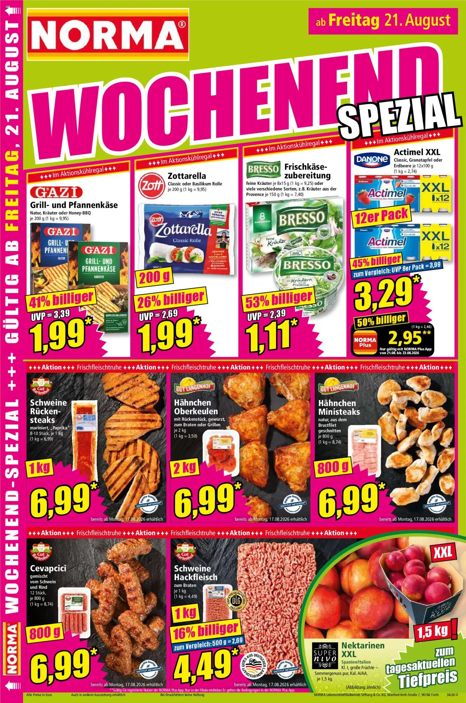 Norma Prospekt – gültig ab 17.08.2026 | Seite: 16 | Produkte: Grill, Hahnchen, Granatapfel, Hackfleisch
