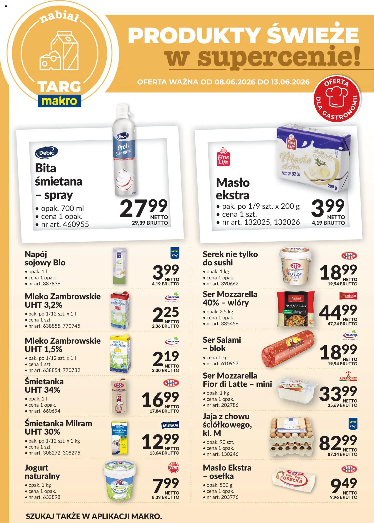 Makro gazetka - Produkty świeże w supercenie od 08.06.2026 | Strona: 3 | Produkty: Ser, Śmietana, Mozzarella, Jaja