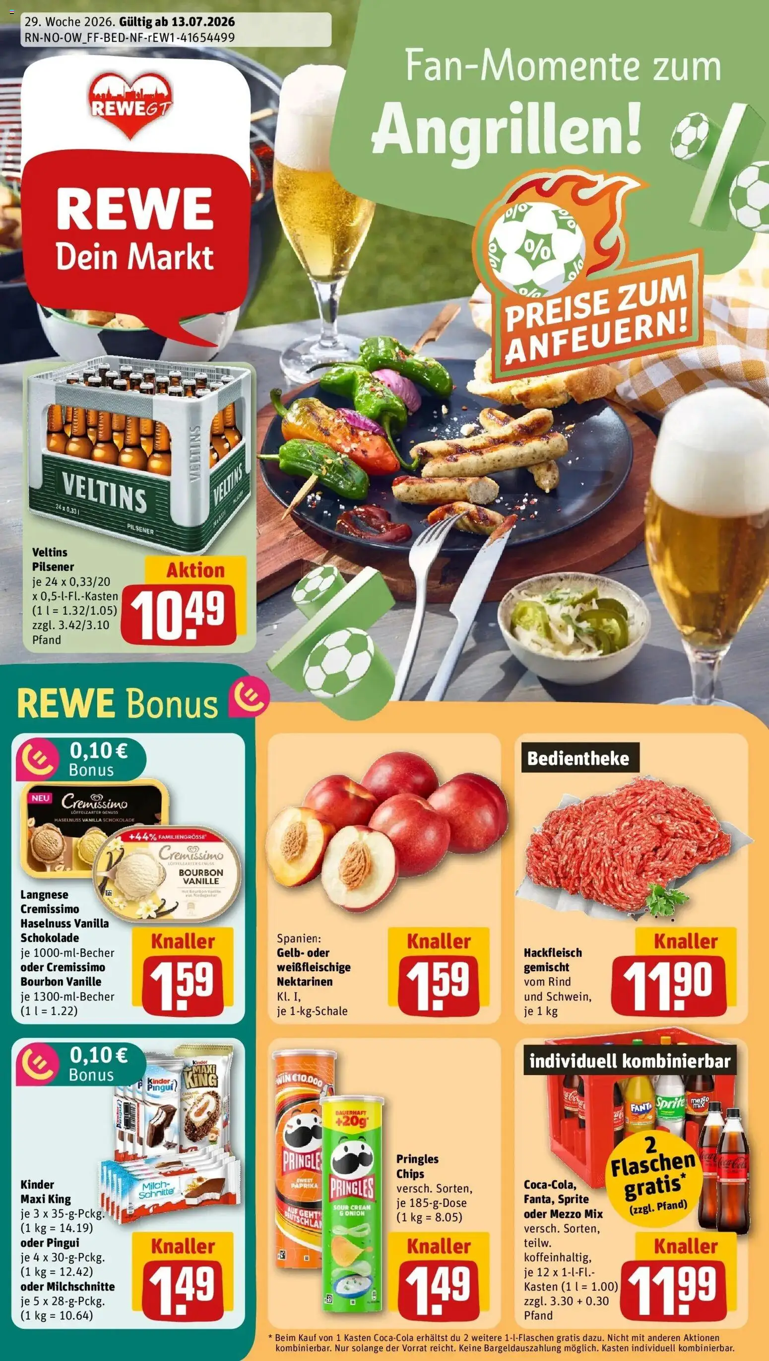 Rewe Prospekt Gütersloh – gültig ab 13.07.2026 | Seite: 1 | Produkte: Cremissimo, Oder mezzo mix, Pringles, Chips