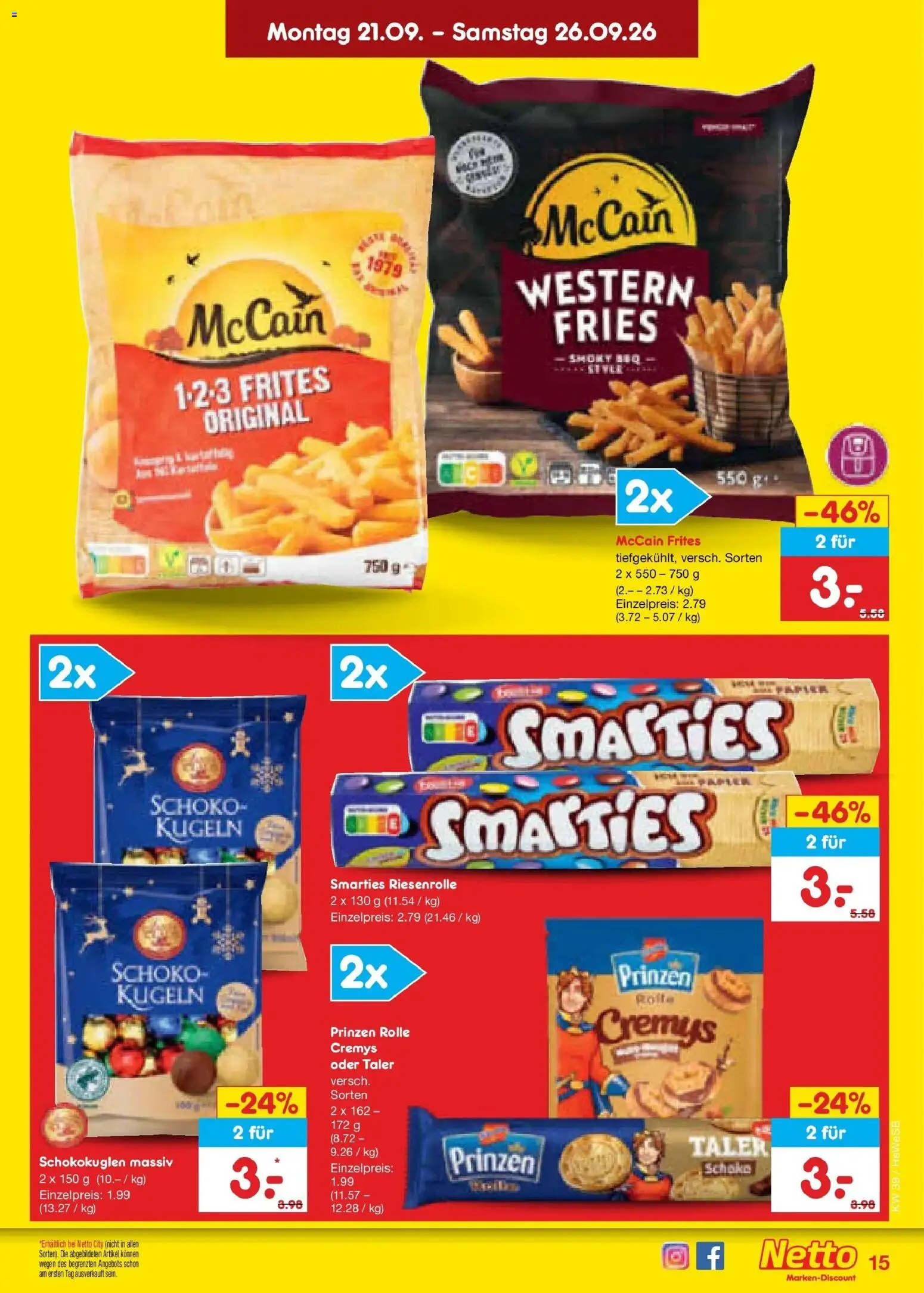 Netto Marken-Discount Prospekt Hamburg – gültig ab 21.09.2026 | Seite: 23 | Produkte: Smarties, McCain