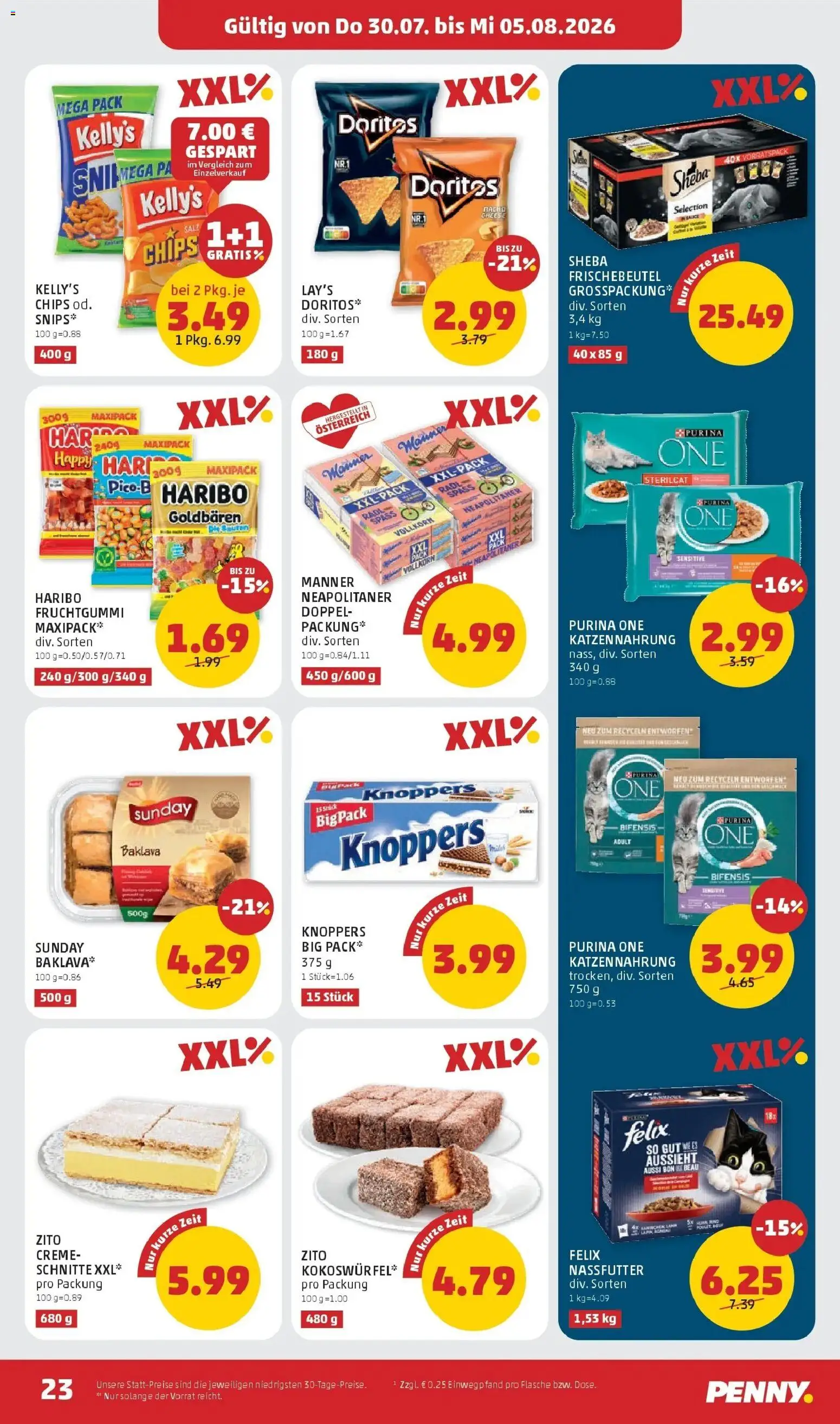 Penny Markt Die ganze Woche sparen gültig ab 30.07.2026 | Seite: 23 | Produkte: Chips, Creme