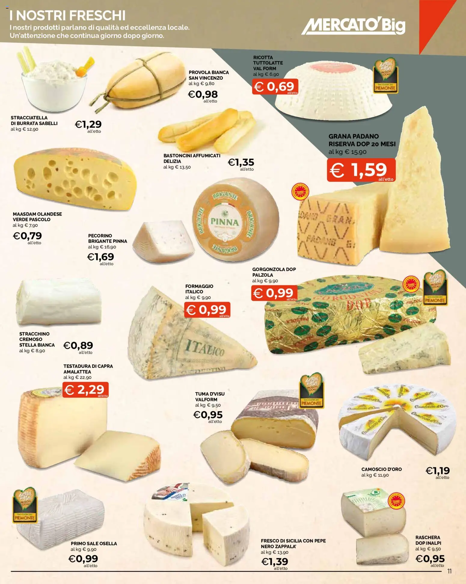 Volantino Mercatò del 20/07/2026 | Pagina: 11 | Prodotti: Pepe, Provola, Pecorino, Burrata