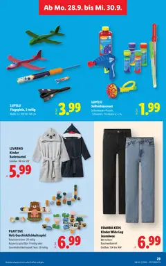 LIVARNO, Kinder, Bademantel, Größen: 98 bis 128¹ ab 24.09.2026 gültig | Seite: 36 | Produkte: Bademantel, Jeans
