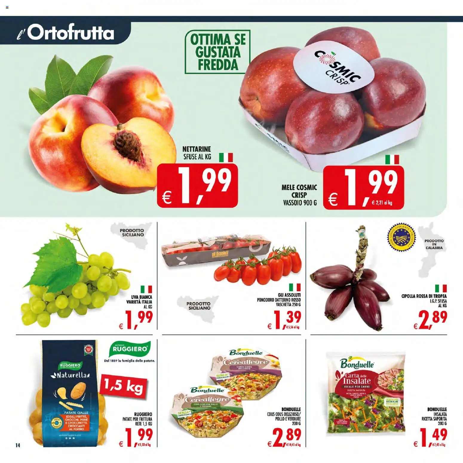 Volantino Decò del 21/08/2026 | Pagina: 18 | Prodotti: Pollo, Pomodoro, Cipolla rossa, Uva