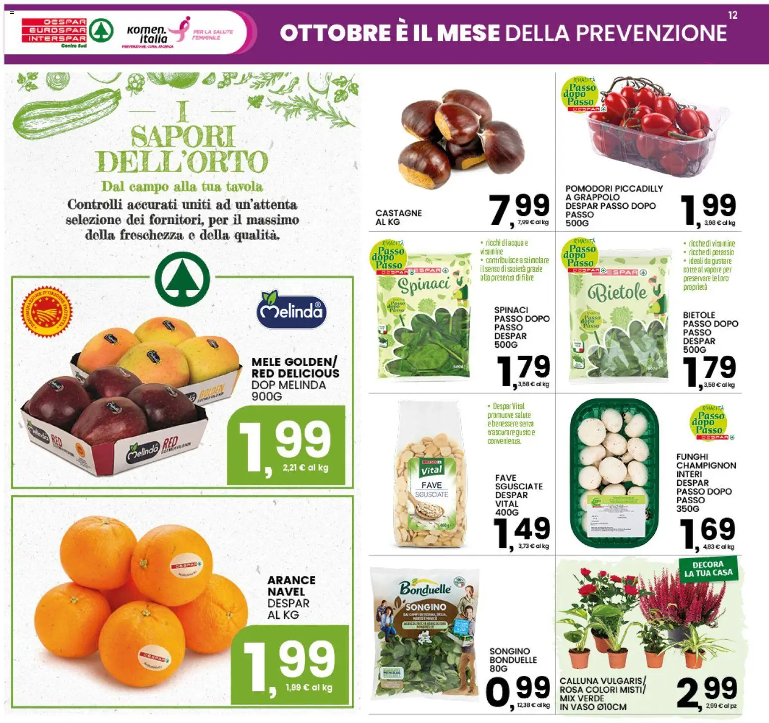 Volantino Interspar del 12/10/2026 | Pagina: 12 | Prodotti: Arance, Acqua, Pomodori, Funghi