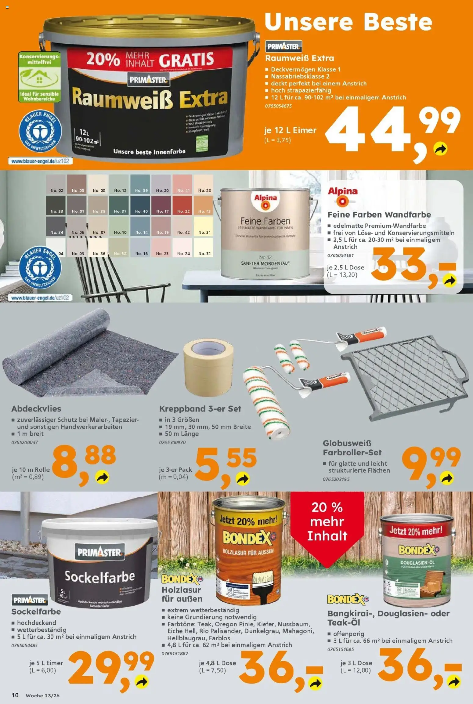 Globus Baumarkt Prospekt Peine	 – gültig ab 23.03.2026 | Seite: 10 | Produkte: Wandfarbe