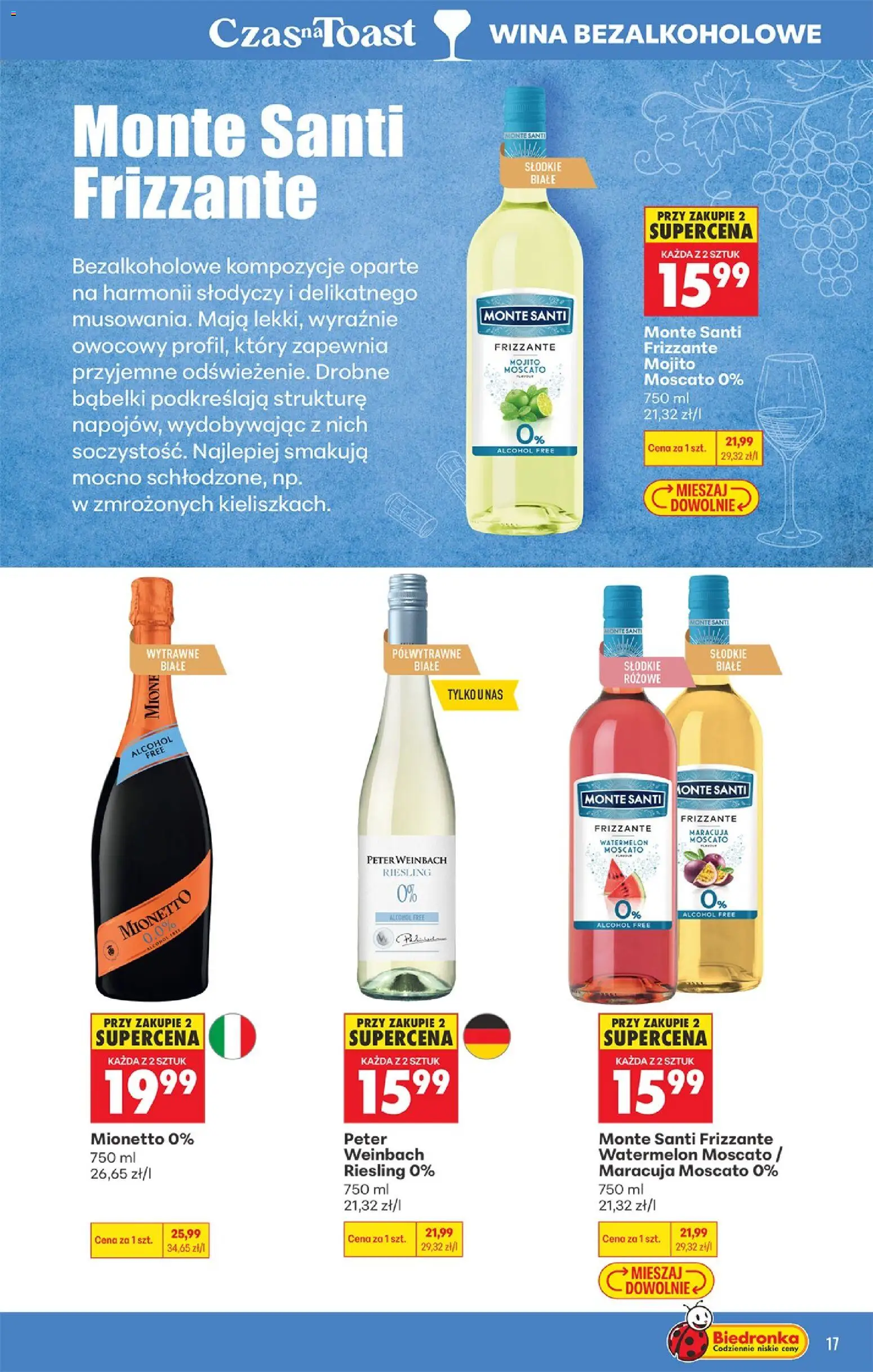 Biedronka Polsko leták - Czas na toast od 19.10.2026 | Strana: 17 | Produkty: Maracuja, Moscato, Mionetto, Riesling