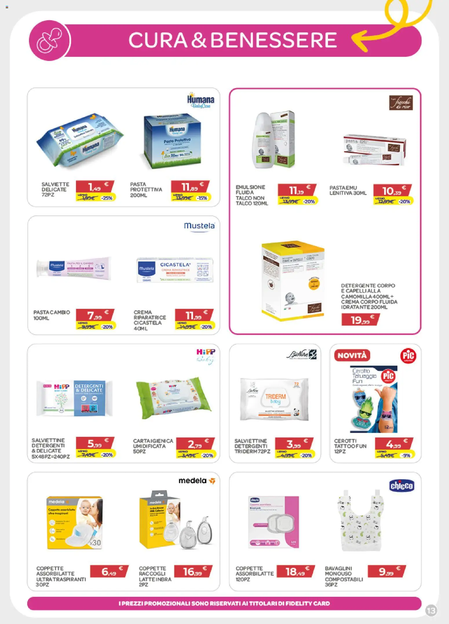 Volantino Bimbo store del 30/07/2026 | Pagina: 13 | Prodotti: Detergente, Talco, Cerotti, Latte
